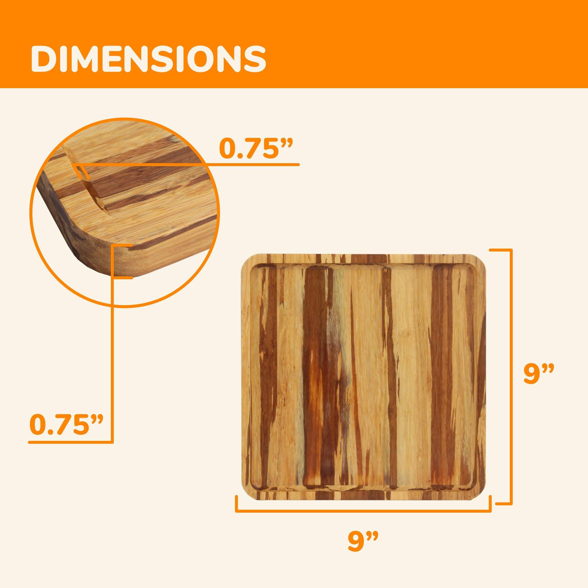 BambooMN BambooMN Rectangular Nested Bamboo Serving Tray - Tiger Stripe - 9 x 9 x 0.75-10 Trays