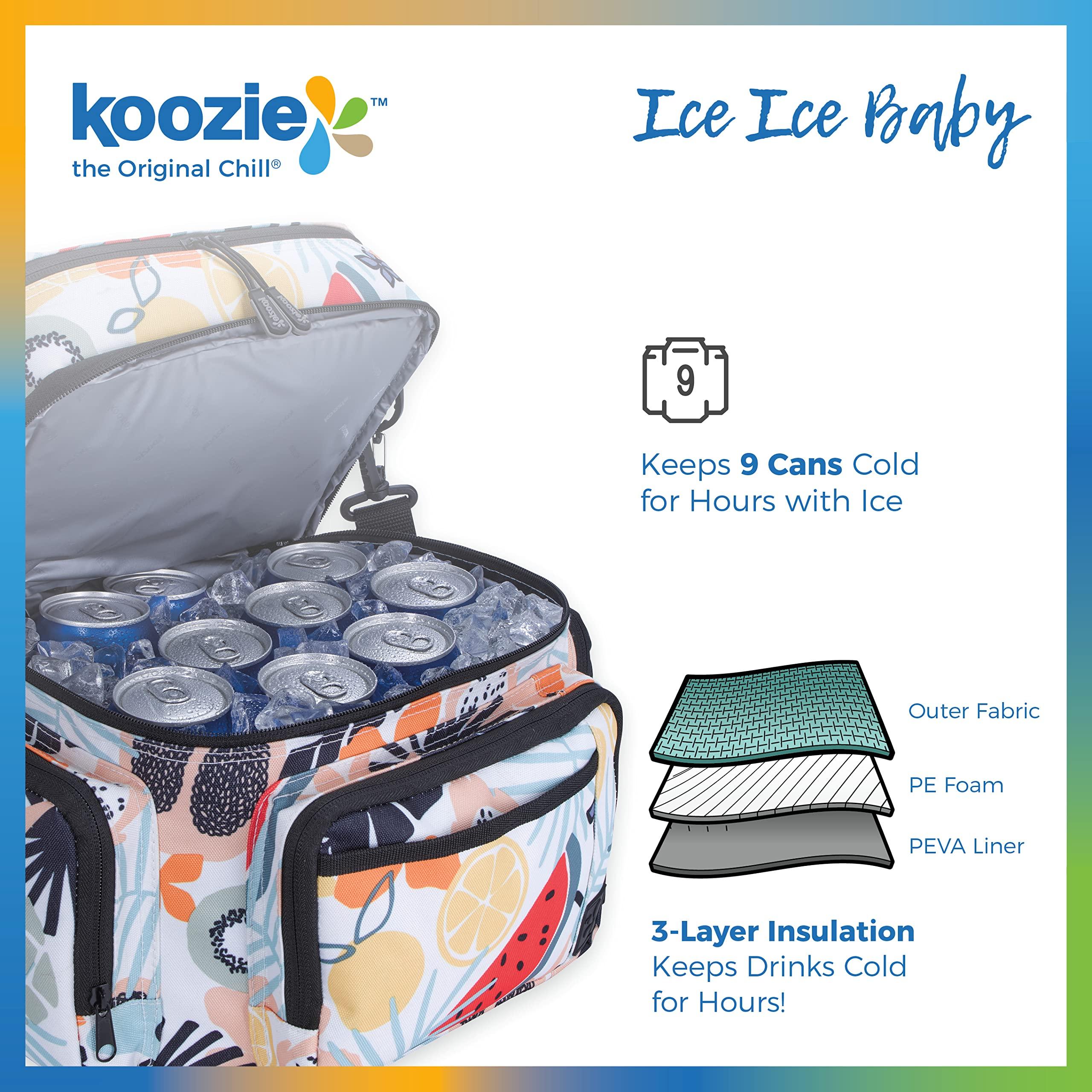 KOOZIE KOOZIE Dual Compartment Cooler Lunch Bag for Women - Large Double Decker Insulated Lunch Box with Removable Shoulder Strap - Resuable Lunch Tote for Work, Travel, Beach, Picnic (Tutti Fruitti)