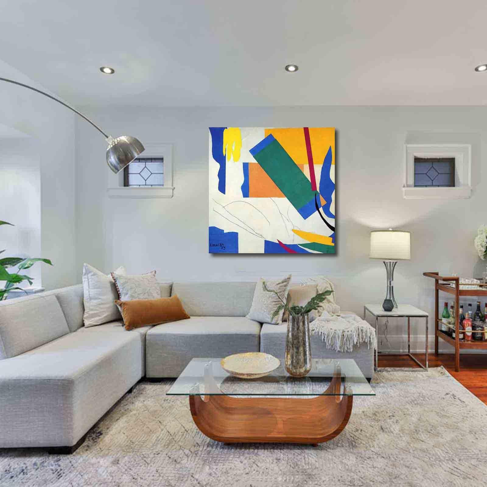 Voghart Memory of Oceania By Henri Matisse Wall Art Canvas Art Painting Poster,Pictures for Wall Decor, Wall Art for Bedroom,Art Prints Artwork Cuadros(100x100cm/39x39inch,Frameless)