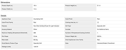 Betty Crocker Betty Crocker Countertop Pizza Maker, 1440-Watt Pizza Maker Machine for Home, BC-2958CR