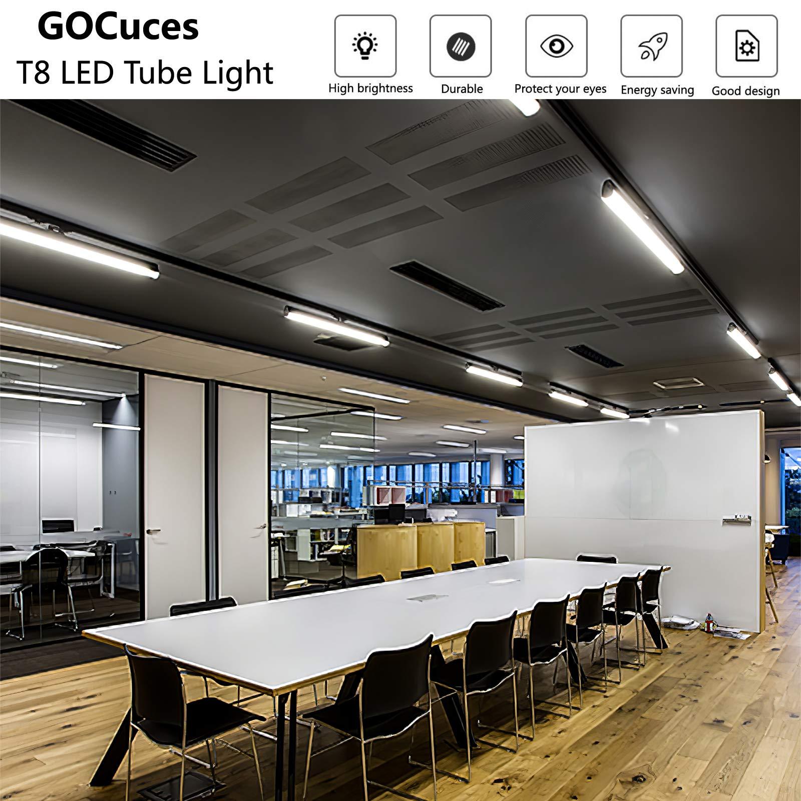 GOCuces GOCuces 5ft T8 LED Lights Bulbs,45W 4500lm,5 Foot Equal to 57.8in,F60T12 75W Fluorescent Tubes Replacement T10 T12,Single Pin FA8,Dual-Ended Power,Ballast Bypass,White 6500K,Office,Shop,Pack of 10