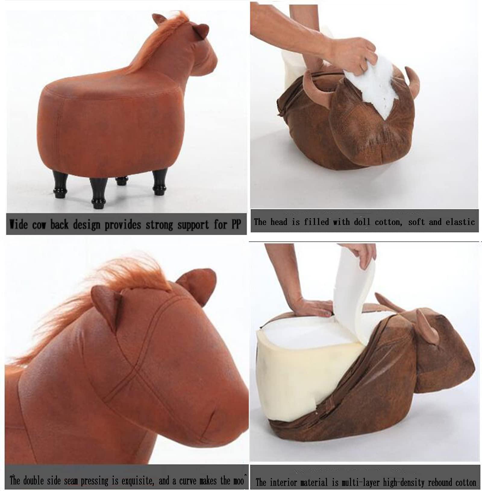 QQXX QQXX Ottoman Animal Footstool Cushion,Artificial Leather Horse Animal Storage Stool,Sofa Bench,27\"seat Height Shoes Changing Stool,with Solid Wood feet - Nursery,Bedroom,Game Room and Living Room fu