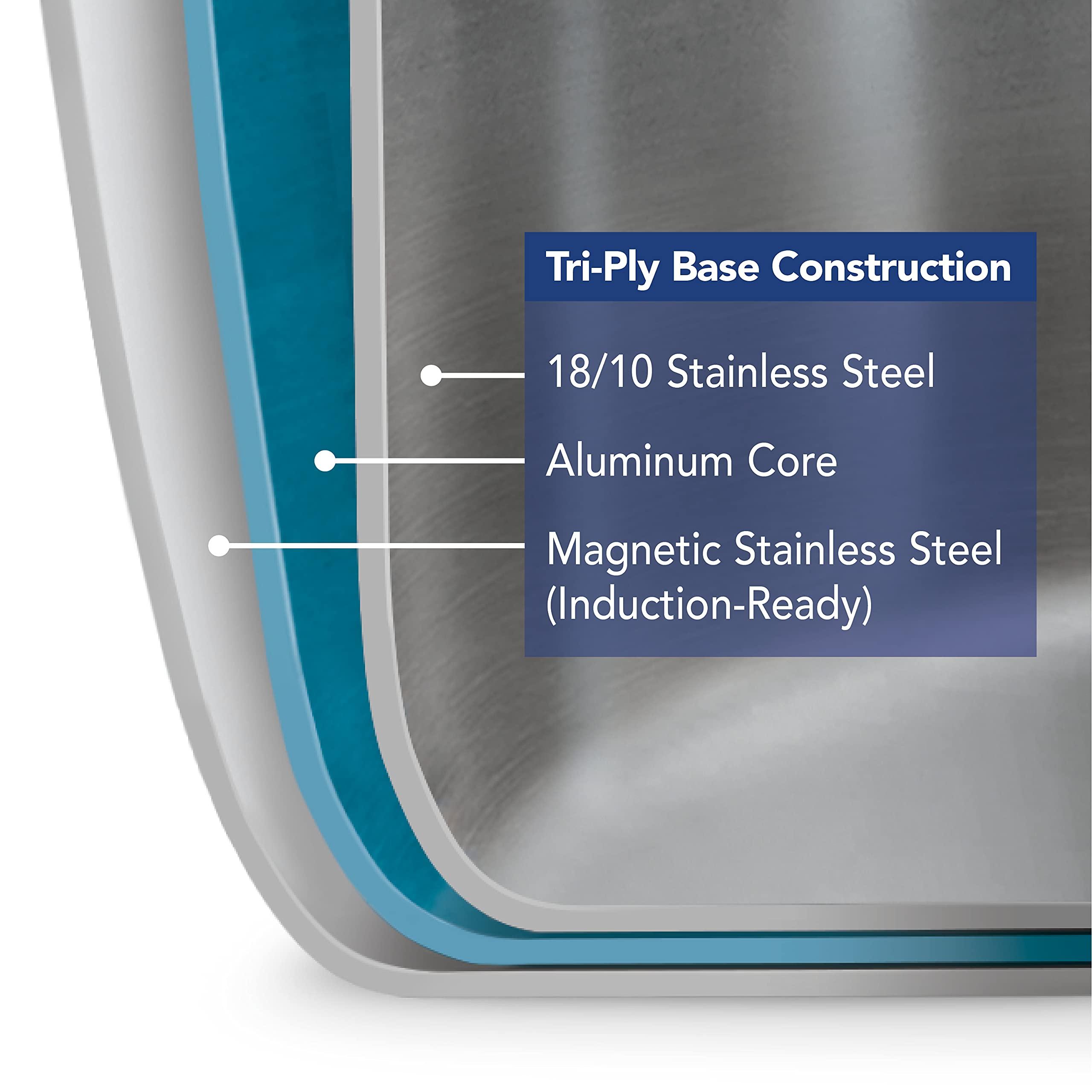 Tramontina Tramontina Tri-Ply Clad Stainless Steel 8-Quart Stock Pot with Lid, Induction-Ready Pasta Pot, Dishwasher-Safe, NSF-Certified, Made in Brazil