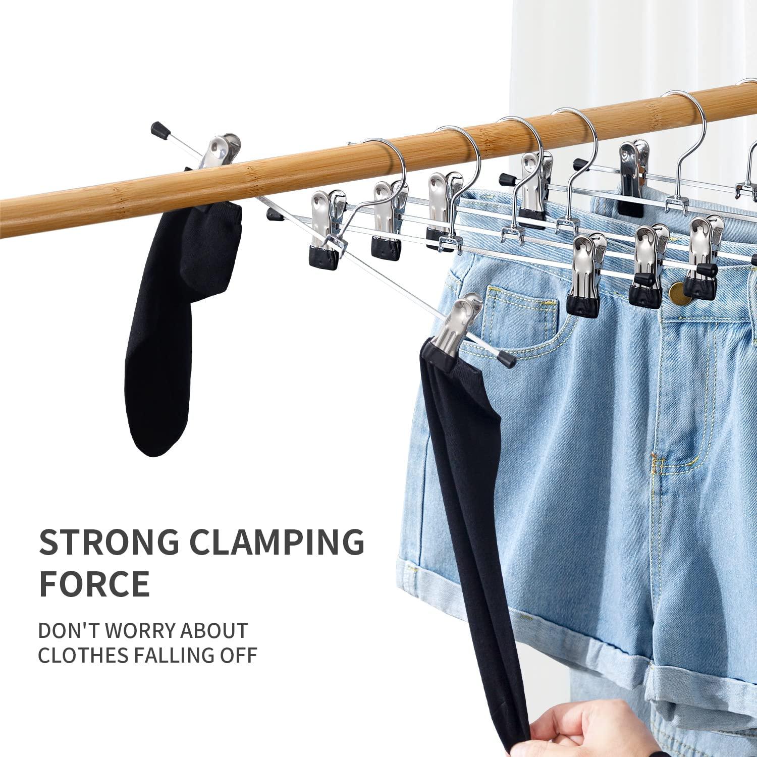 CIMLORD Cimlord 30 Pack Pants Hangers with Clips Skirt Hangers for Women Shorts Hangers Heavy Duty Metal Clothes Hanger for Closet Space Saving Non Slip Trousers Hanger Jeans Hanger for Men,Black,14 Inch
