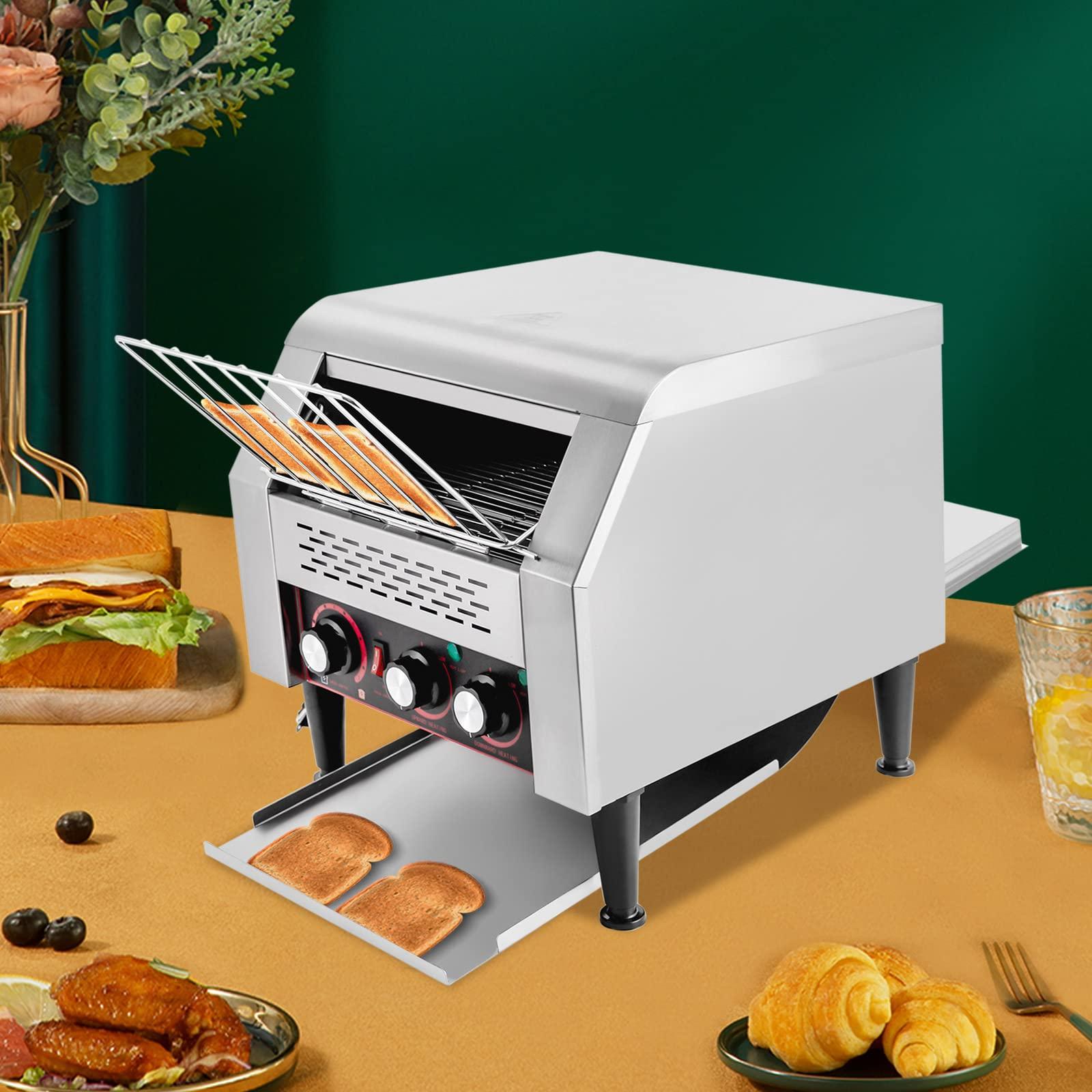 SHIOUCY 300 Slices/Hour Commercial Conveyor Toaster, 2200W Stainless Steel Heavy Duty Industrial Toasters, Countertop Electric Restaurant Equipment for Home Restaurants Bakery Use