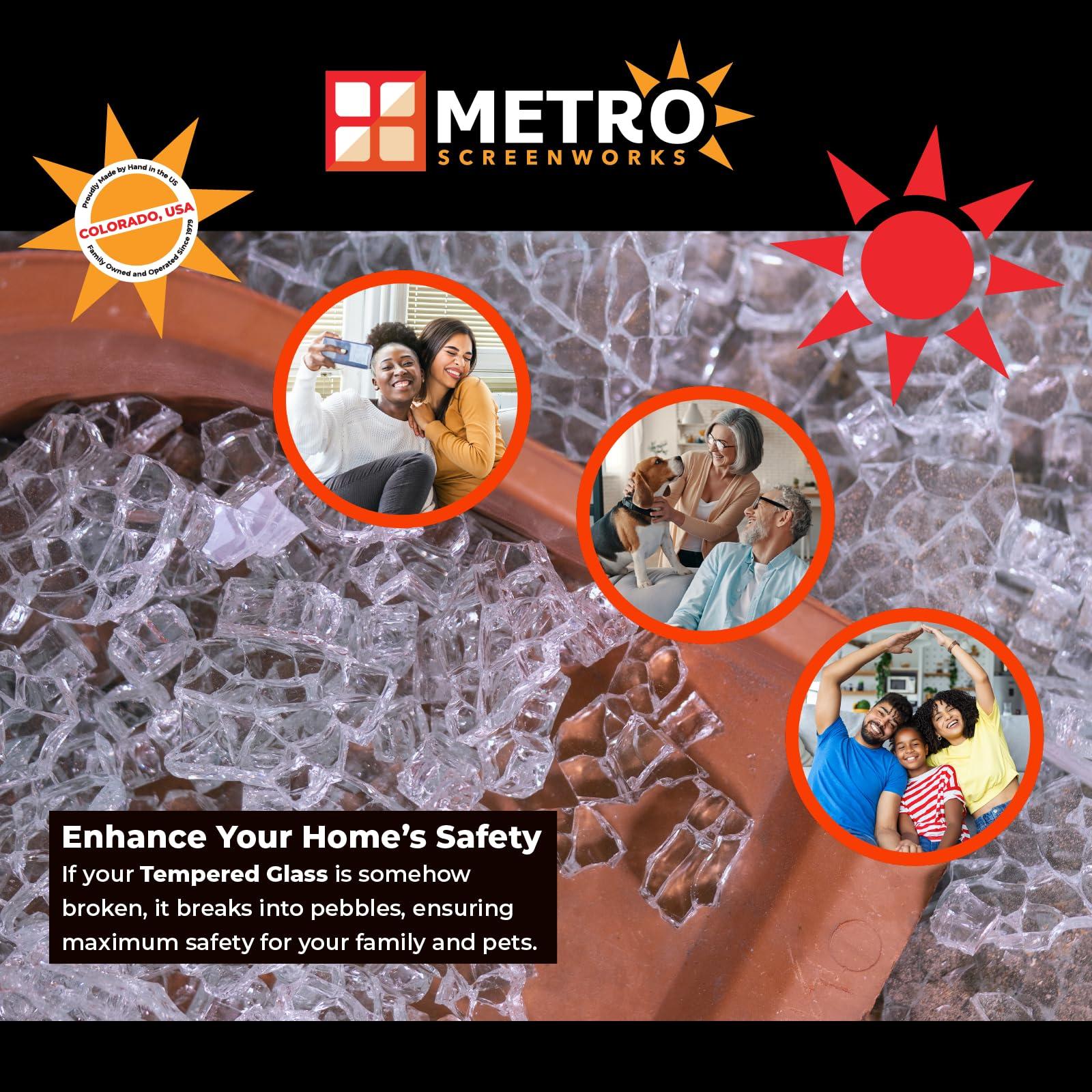 Metro Screenworks Metro Screenworks Framed Tempered Glass Panel for Porch & Patio Panels, Outdoor Enclosures, (32-3/4\" x 34-1/2\", Almond) Enclose Your Porch with Tempered Glass Panels - Glass Panel Replacement