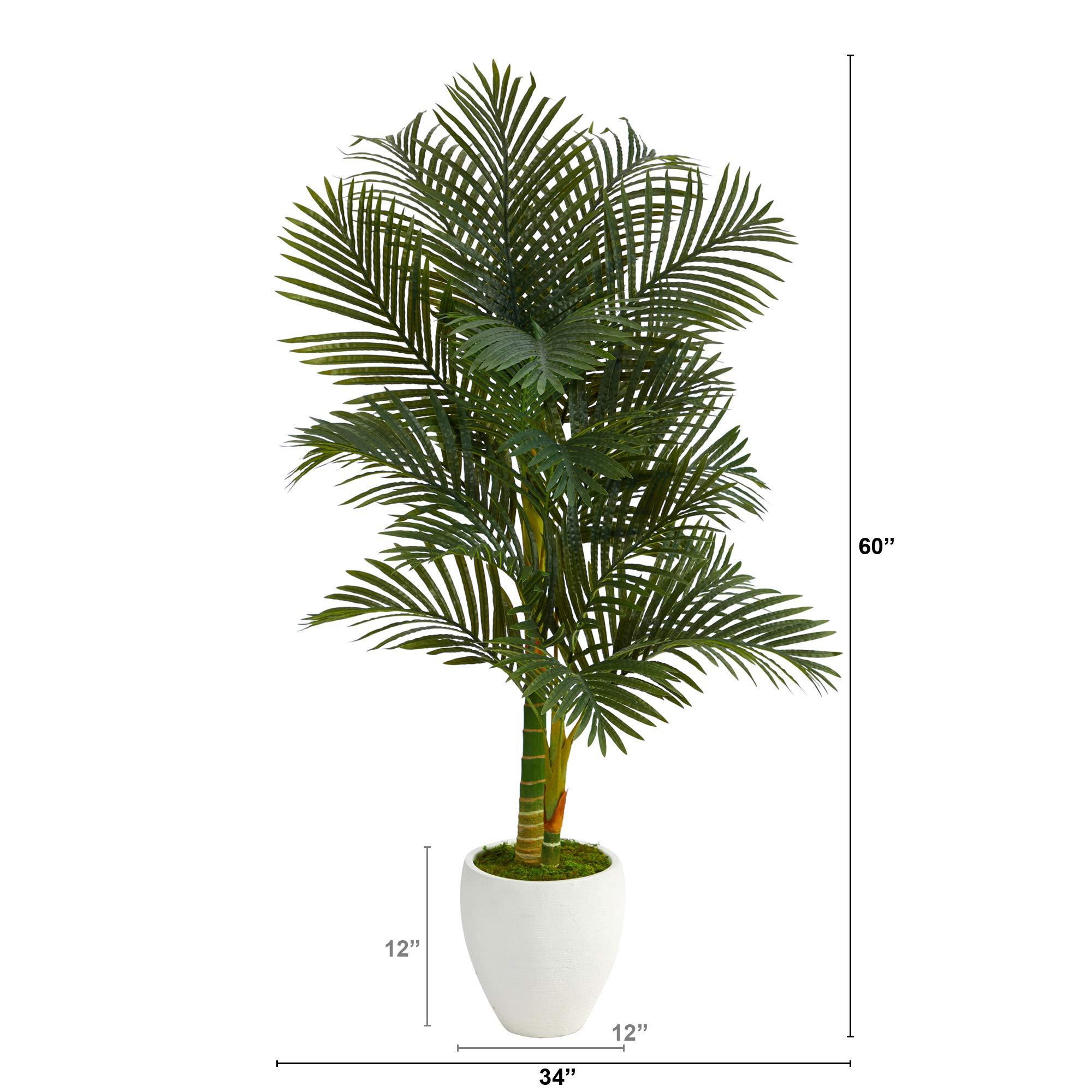 Nearly Natural Nearly Natural 5ft. Paradise Palm Artificial Tree in White Planter