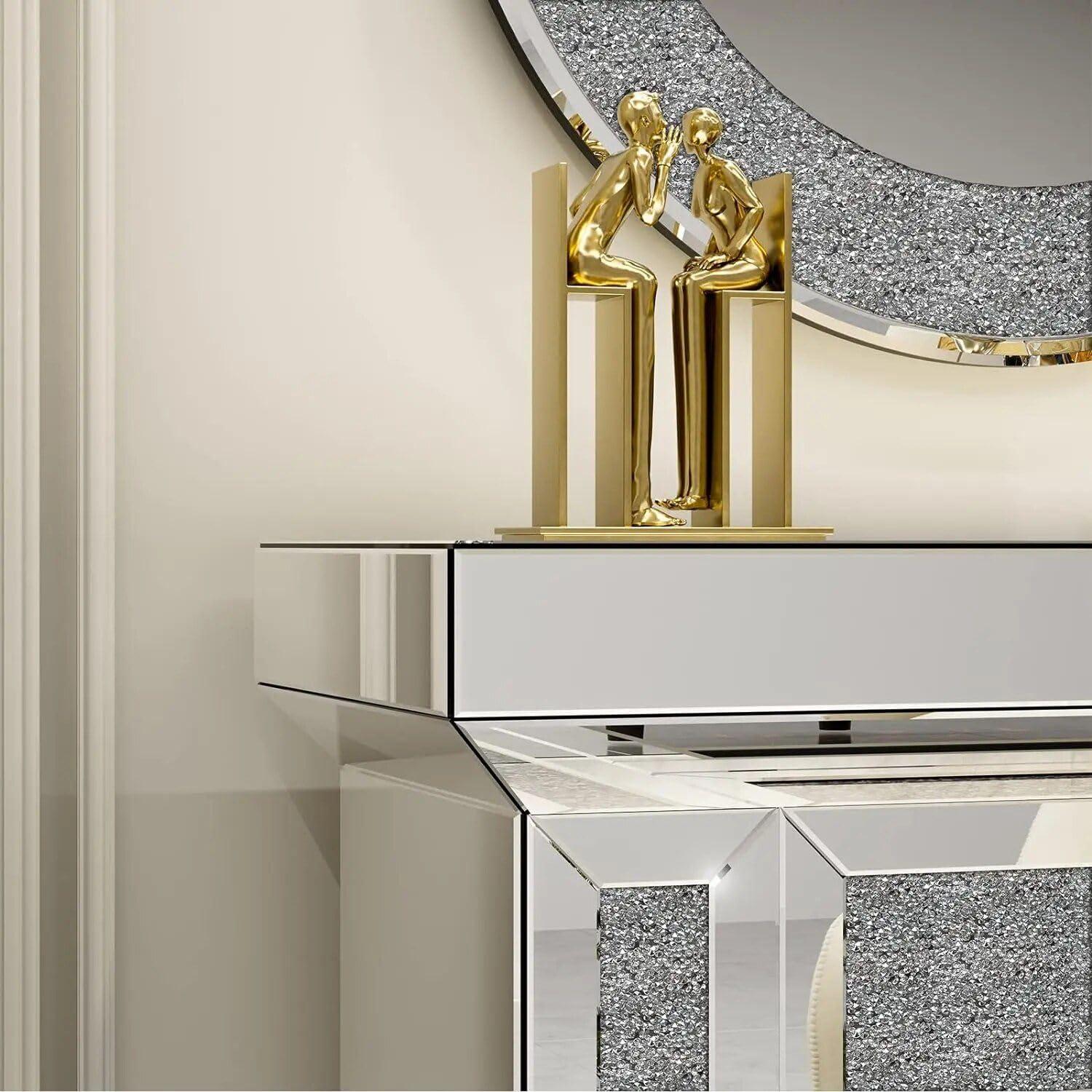 Generic Modern Art Deco Mirrored Electric Fireplace