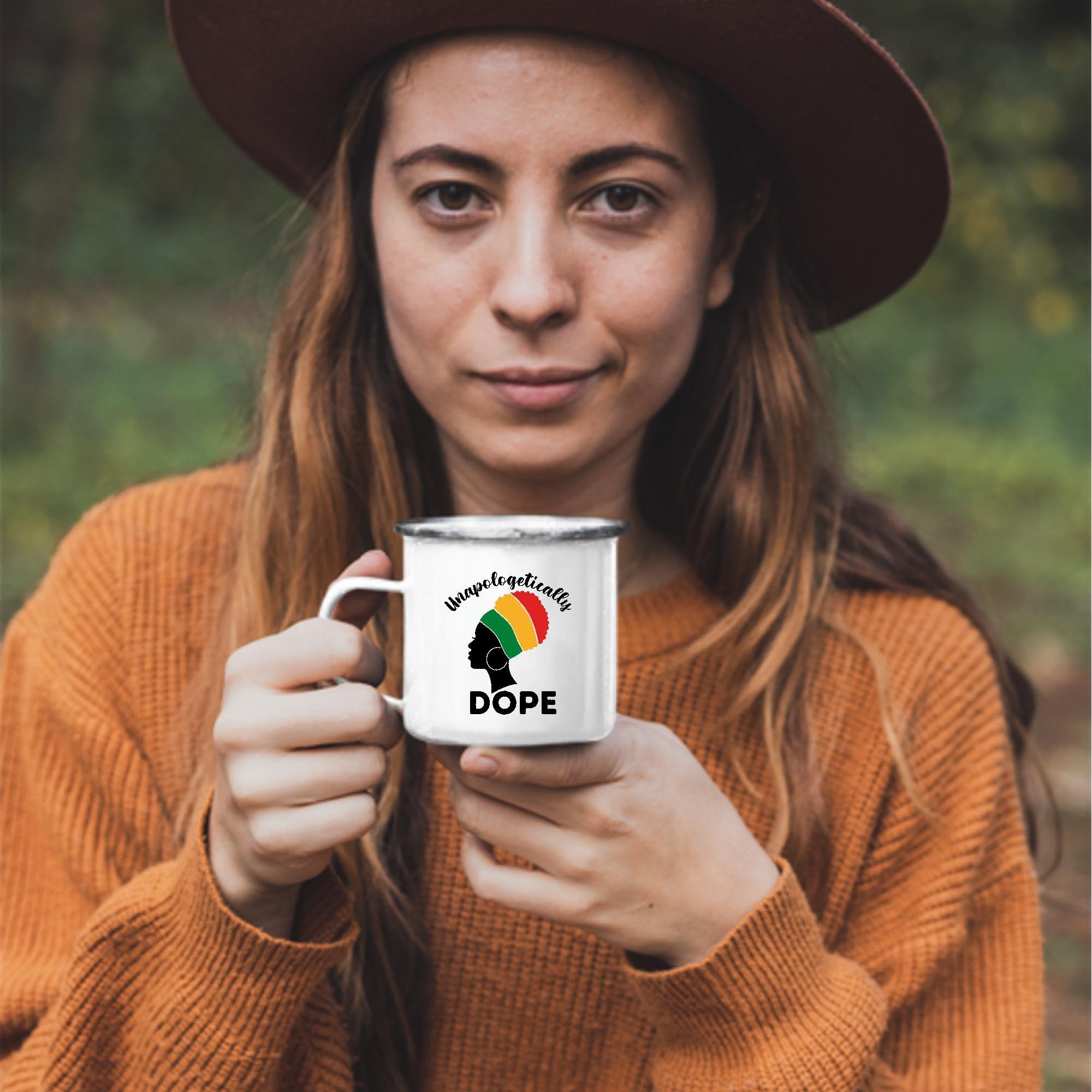 Generic Gifts for Afro Women Black Queen Lives Matter Magic Proud Black Woman Unapologetically Dope 12oz Enamel Silver Mug