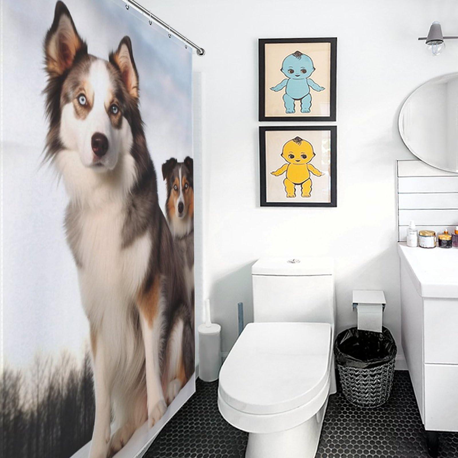 LXTDPBK LXTDPBK Shower Curtain Waterproof Bathroom Shower Curtains Dogs Heavy Duty Shower Curtain Liner with 12 Plastic Hooks Fabric Shower Curtains for Showers Bath Tubs 72\'\' X 72\'\'