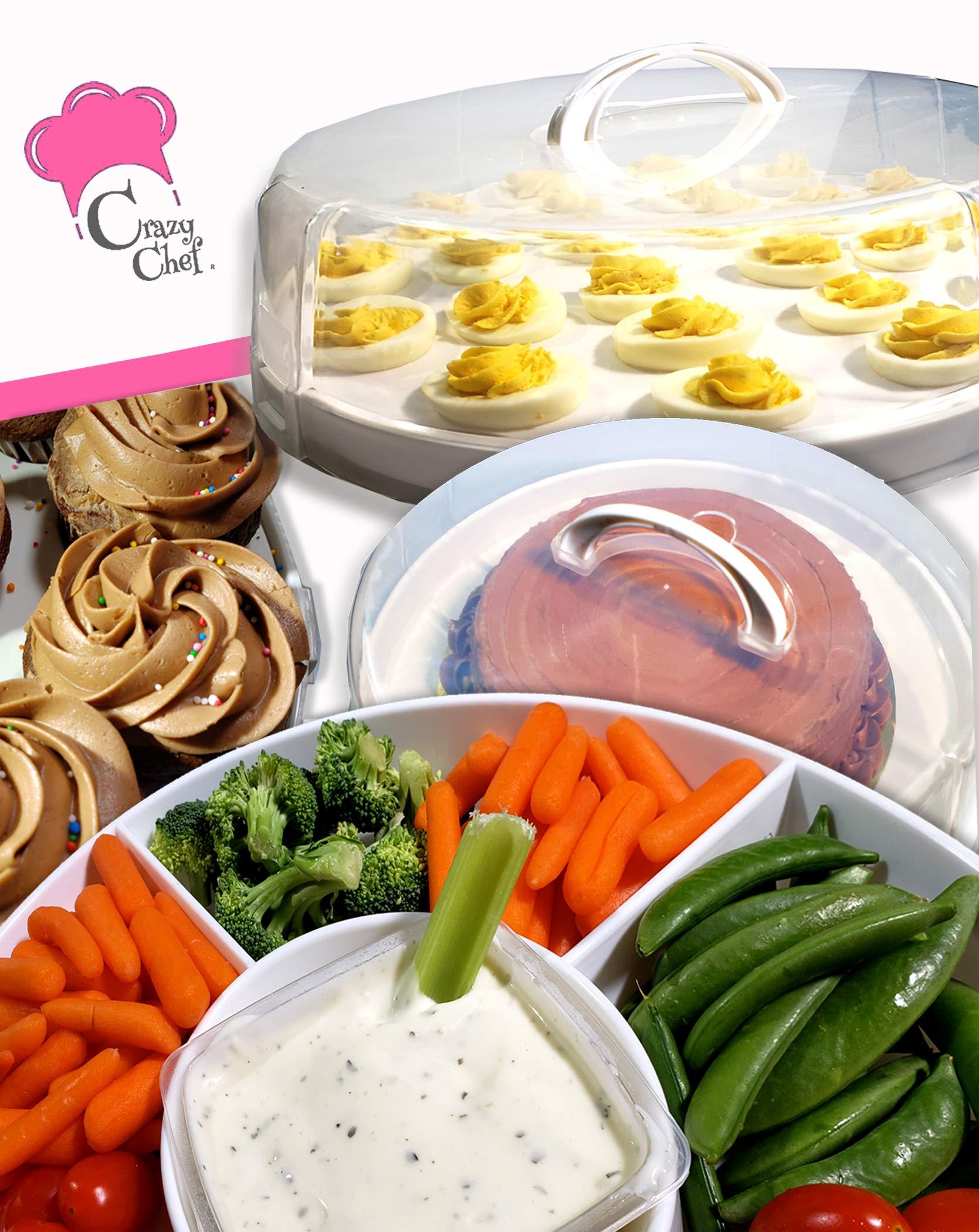 Crazy Chef Crazy Chef Premium 6 in 1 Cupcake Carrier with Lid Collapsible Portable BPA-Free Cake Carrier With Lid and Handle- Cupcake Carrier - Deviled Egg Carrier with Lid - Pie Carrier
