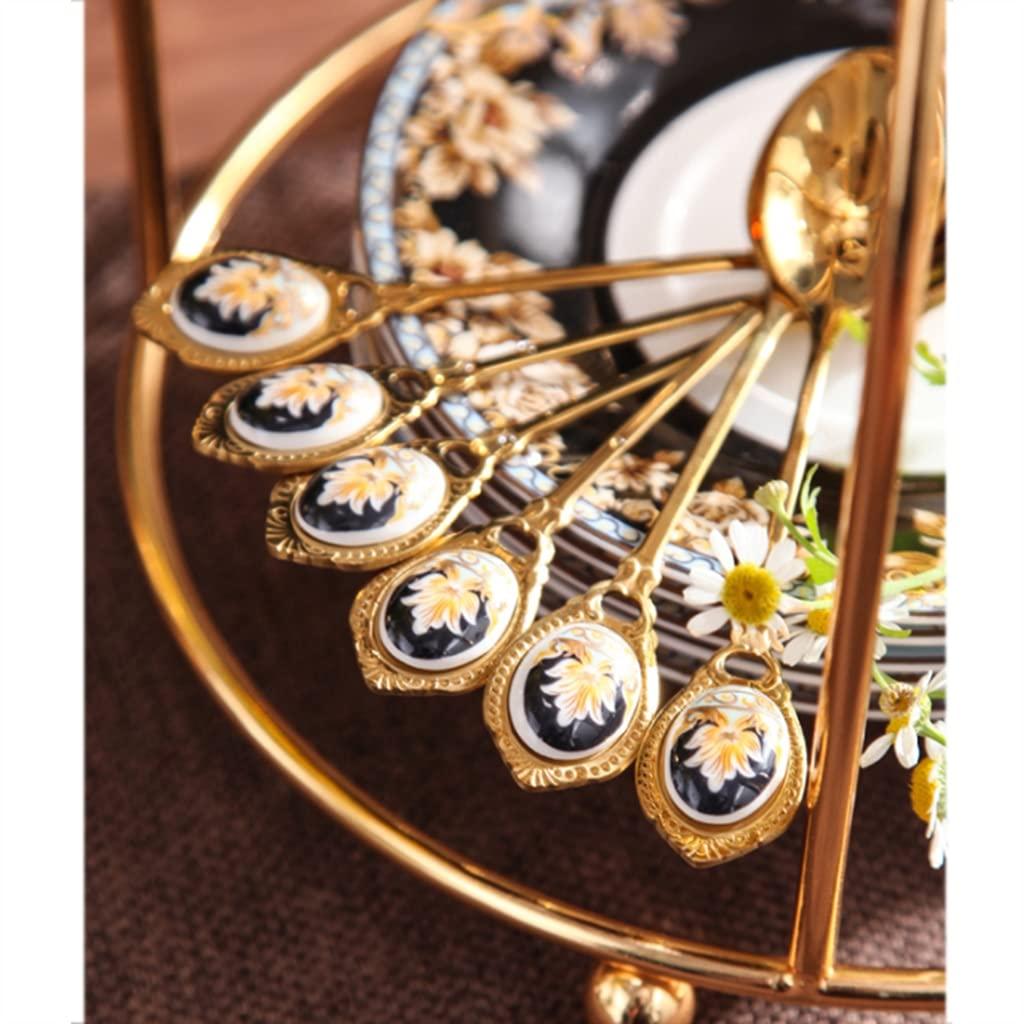efkerggjgtgtgjhpwelp Tea Cup Set Porcelain Tea Cup Set Ceramic Coffee Tea Gift Sets wiith Cups Saucer and Spoons Service Flower Tea Cup (2 pcs) ()