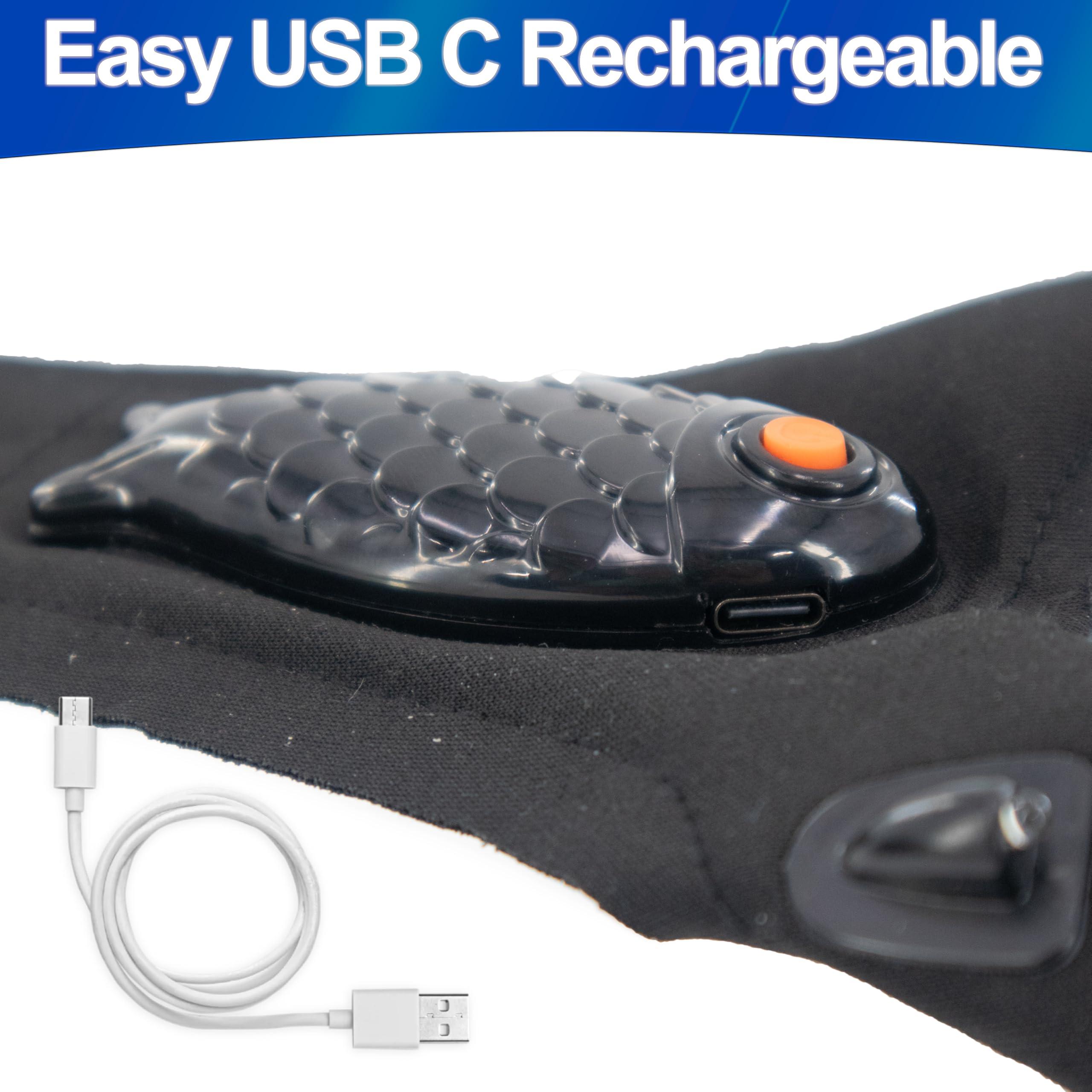 5 STAR SUPER DEALS 5 STAR SUPER DEALS LED Flashlight Finger Gloves - USB Rechargeable, Hands-Free, Comfortable Waterproof Finger Light Gloves for Mechanics, Outdoor Work, Fishing Gloves and More (1)