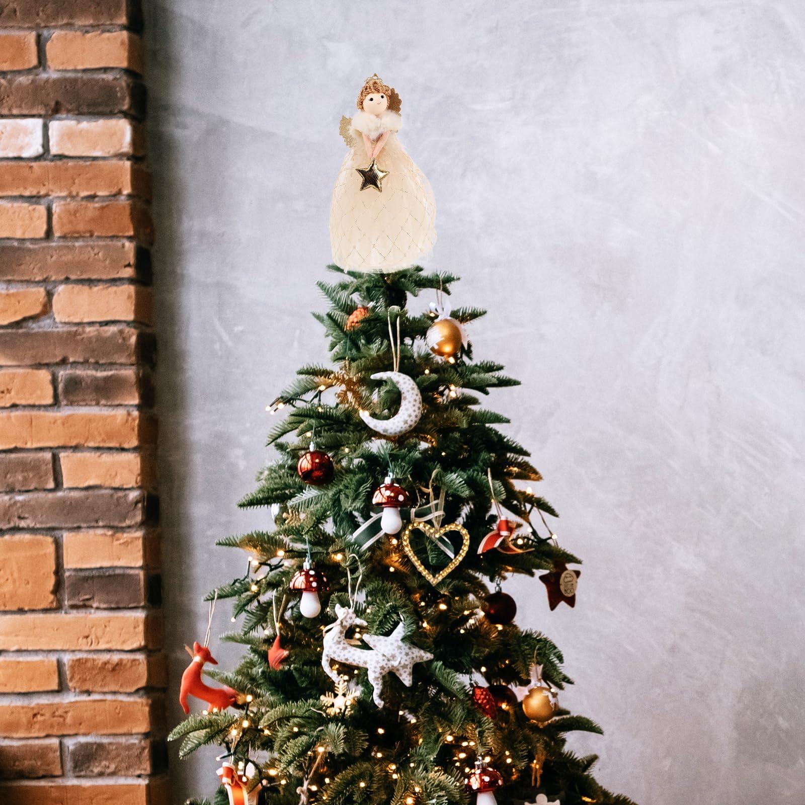 VANZACK VANZACK Christmas Tree Topper Angel Figurine Tree Topper Angel Xmas Tree Topper Ornaments Christmas Treetop Decor for Christmas Table Holiday Shopping Mall Decor
