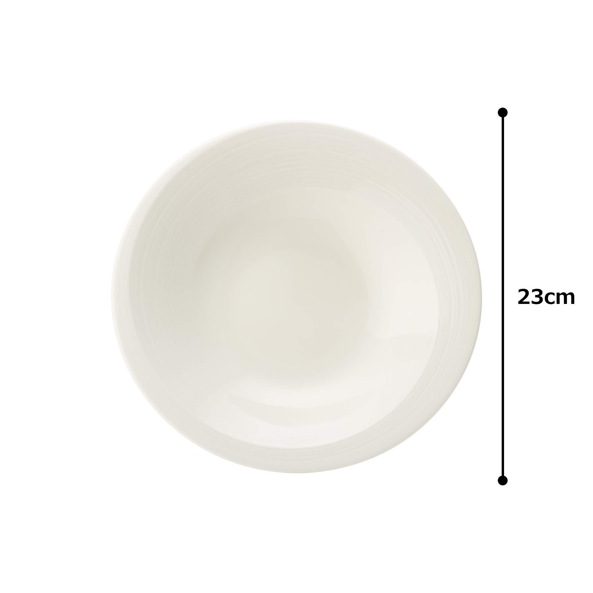 NARUMI() Narumi 50180-5304 Plate, Esprit, 9.1 inches (23 cm), White, Simple, Stylish, Relief Soup, Deep, Deep Plate, Microwave Heated, Dishwasher Safe, Made in Japan