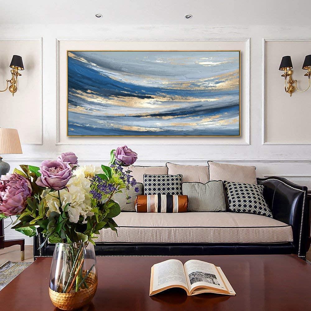 vgrozirh Abstract Wall Art Canvas Paintings Blue Fantasy Modern Large Framed Artwork Decor for Living Room Bedroom Office Painting Home Decor 20\"x40\"