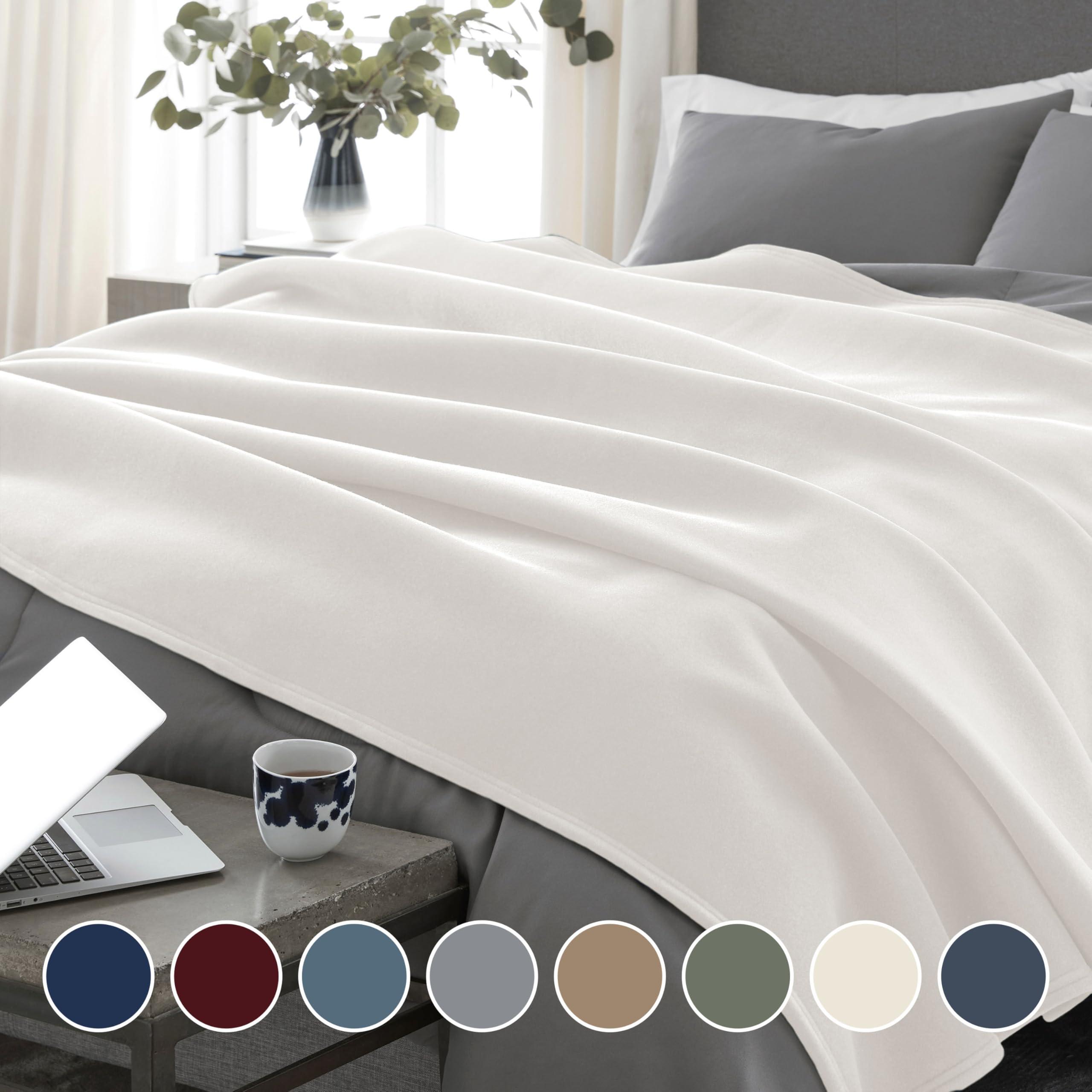 Vellux Vellux Queen Size Blanket - All Season Luxury Warm Micro plush Lightweight Thermal Fleece Blankets - Perfect For Couch Bed Sofa - Breathable Bed Blankets Queen Size - Hotel Quality (90x90 Inch, Ivory)