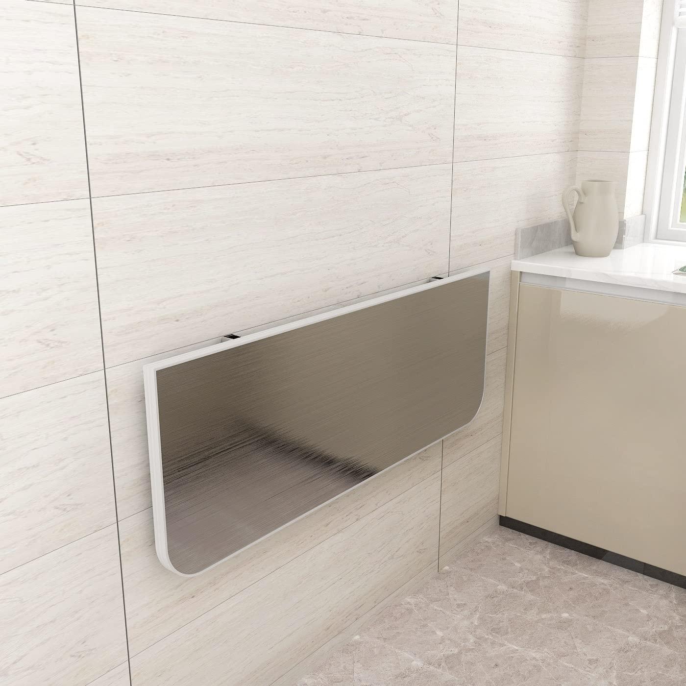 YNLeMM Folding Tables 304 Stainless Steel Wall Mounted Desk Folding Space Saving Wall Mounted Folding Table For Kitchen Wood Laundry Folding Table For Laundry Room Wall Desks For Small Spaces ( Size : L35inc