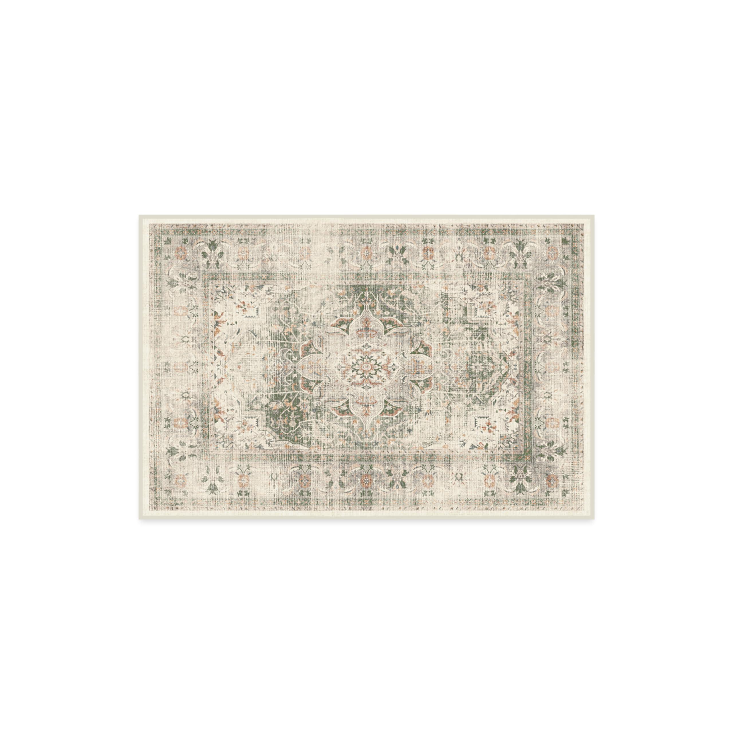 RUGGABLE Ruggable Washable 2x3 Area Rug, Sarrah Sage, Premium Vintage Rugs for Living Room, Bedroom, Kitchen, Office, Classroom with Gripper Non Slip Pad