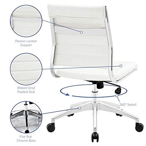 Modway Modway Jive Ribbed Armless Mid Back Swivel Conference Chair In White