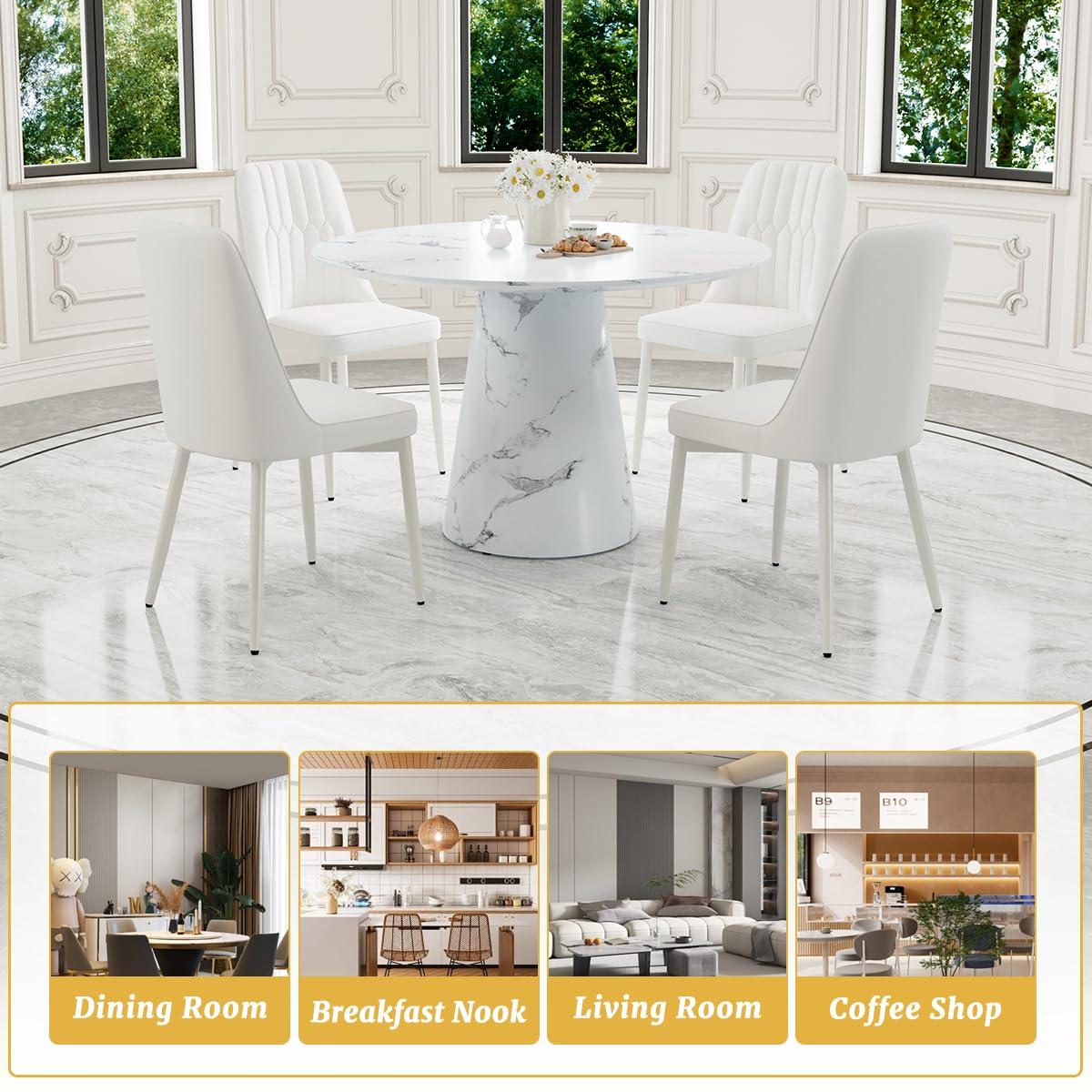 BAOPIN BAOPIN 45\'\' Round Dining Table Set for 4, Small Dining Table Set for 4, Dining Room Table Set for 4, Dining Room Table Round for 4, Round Dining Table Set for Home