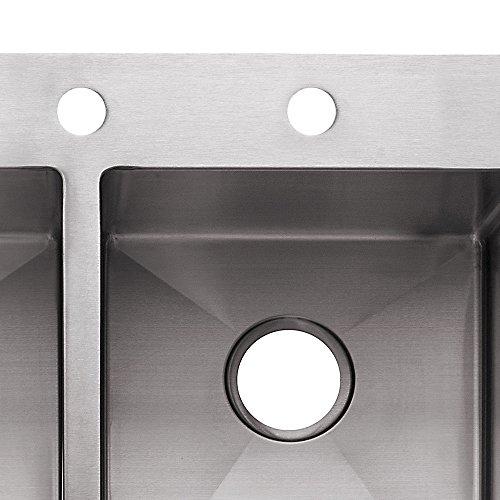 FRANKE Franke HF3322-2 Vector 33" Dual Mount Double Bowl 2-Hole Kitchen Sink, Stainless Steel