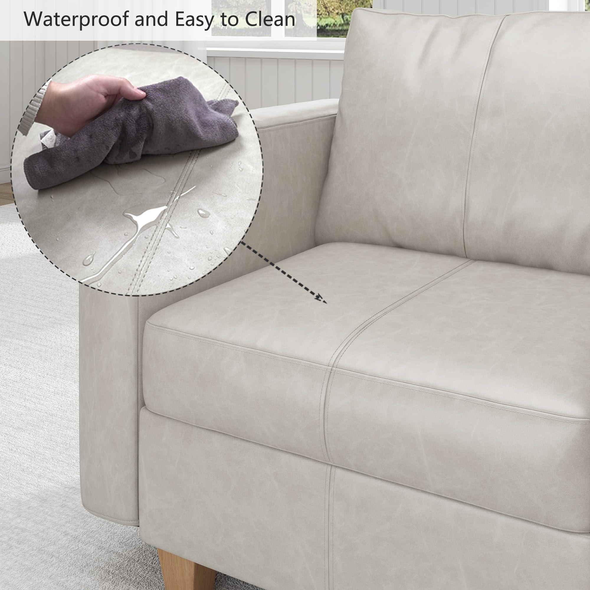 EASE MOOSE EASE MOOSE Modular Sectional Couch with Storage Seats, 4 Seat Faux Leather Convertible Modular Sofa Sectional Sofa Couch with Reversible Chaises for Small Spaces, Whitesand