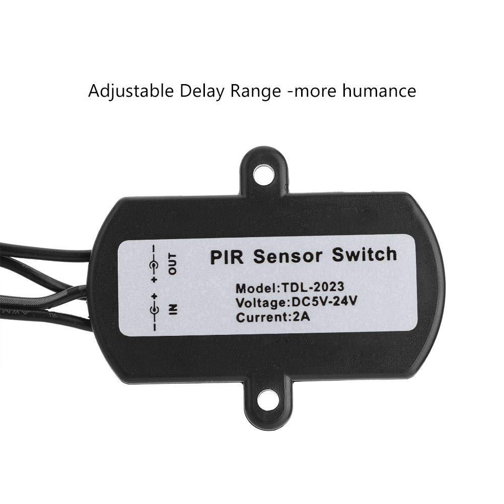 Socobeta LED DC 5-24V Mini PIR Motion Sensor Switch, Occupancy Sensor Switch 4A Infrared Motion Sensor Detector Automatic Switch with USB Interface Lighting for Bathroom(Black)