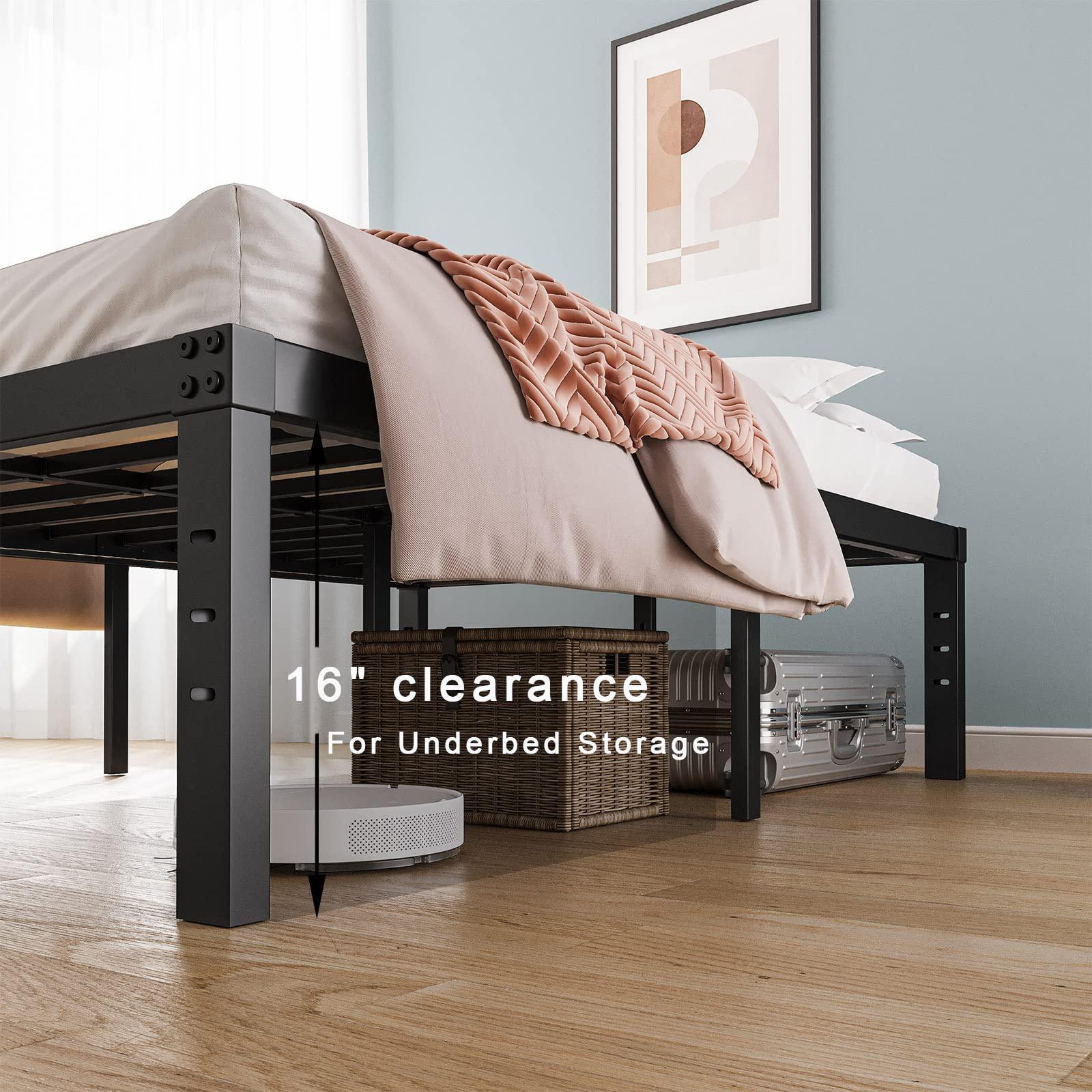 Neslime Neslime 18 Inch High King Bed Frame No Box Spring Needed, Heavy Duty King Platform Bed Frame for Heavy People, Easy Assembly, Noise Free, Black