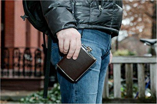 Kikkerland Kikkerland 8-Ounce Leather Hip Flask, Large, Brown