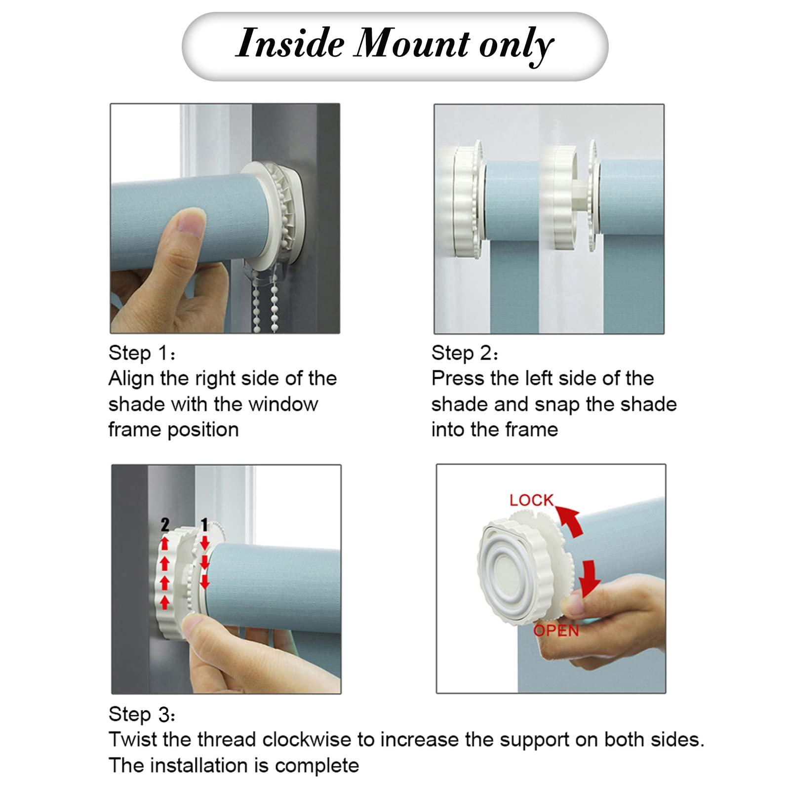 Pasoun Roller Shades for Windows Blackout No Drill Corded Roller Blinds Customer Cut to Size No-Tools Installation Window Shades for Bedroom and Kitchens[White 100% Blackout,39" W x 60'' H]