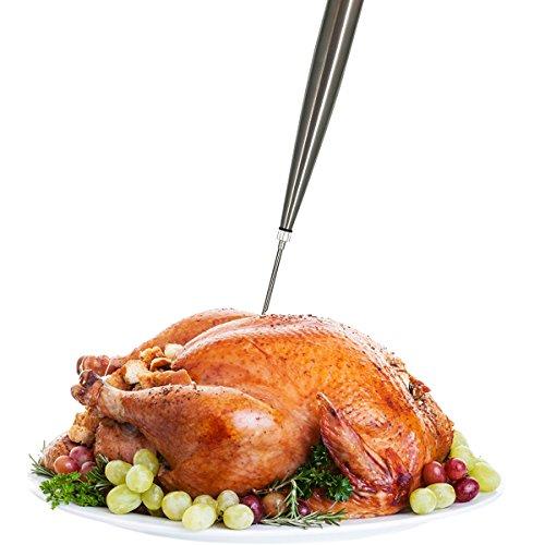 Home Servz Home Servz Deluxe 304 Stainless Steel Turkey Baster Syringe Injector Needle With Cleaning Brush- Newest black Silicone Bulb