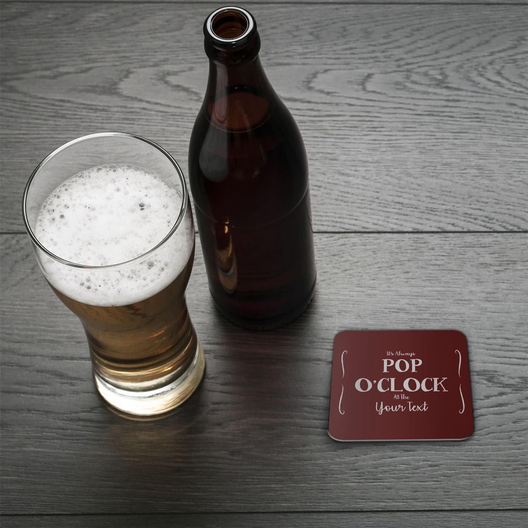 Bang Tidy Clothing Personalised Beer Mats Pack of 24 - Absorbent Recyclable Cardboard Drink Mat Coasters 3.74 x 3.74 x 0.04 inch Square - Accessories for Home Bars Pubs - POP - Ruby - ADD Your Text