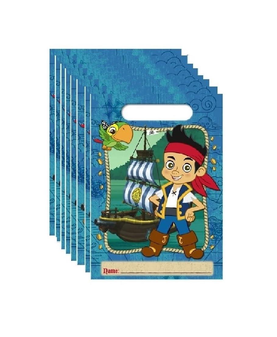 Unique Jake and the Neverland Pirates Birthday Party Supplies Bundle for 16 includes 32 Napkins, 1 Table Cover, 1 Centerpiece, 1 Banner, 16 Party Invitations, 16 Loot Bags, 1 Award Ribbon, 1 Dinosaur Sticker