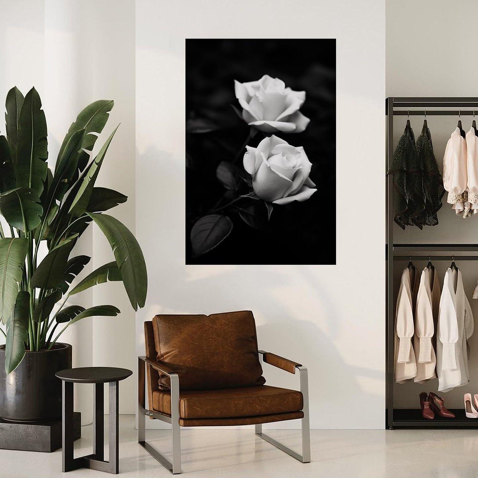 FDLCXHND FDLCXHND Flowers Romantic Red Rose Poster Black And White Poster (4) Canvas Painting Posters And Prints Wall Art for Living Room Bedroom Decor 24x36inch(60x90cm)