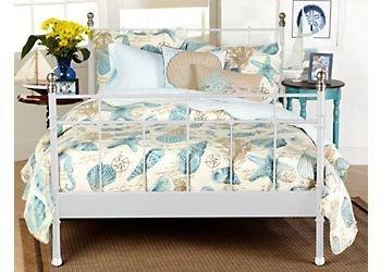E&J Home E&J Home Coastal Blue Seashell Starfish Coral 2pc Twin Quilt Set