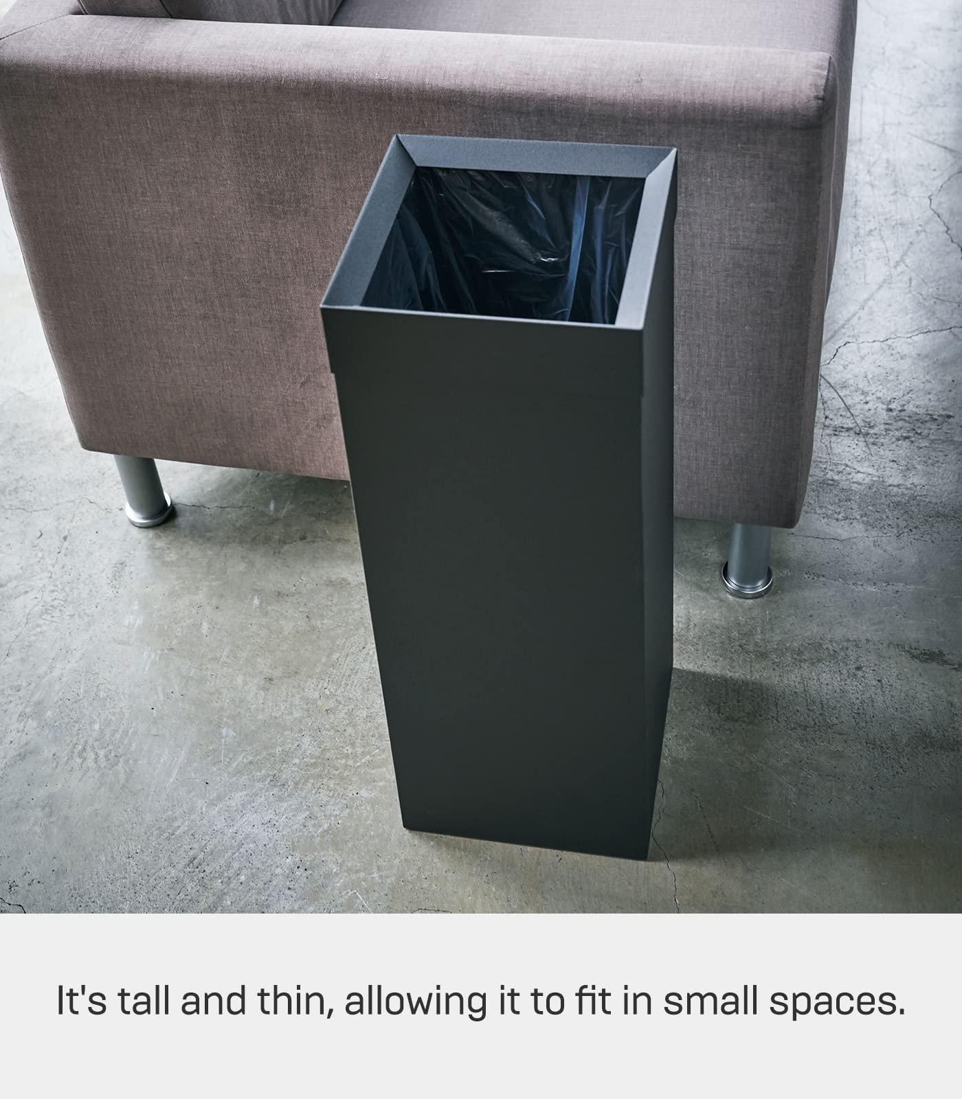 YAMAZAKI Yamazaki Home Tower Tall Trash Can - Modern Garbage Waste Basket With Handle For Kitchen Bathroom Office - Steel - 7.25 Gallons, 27 Liters