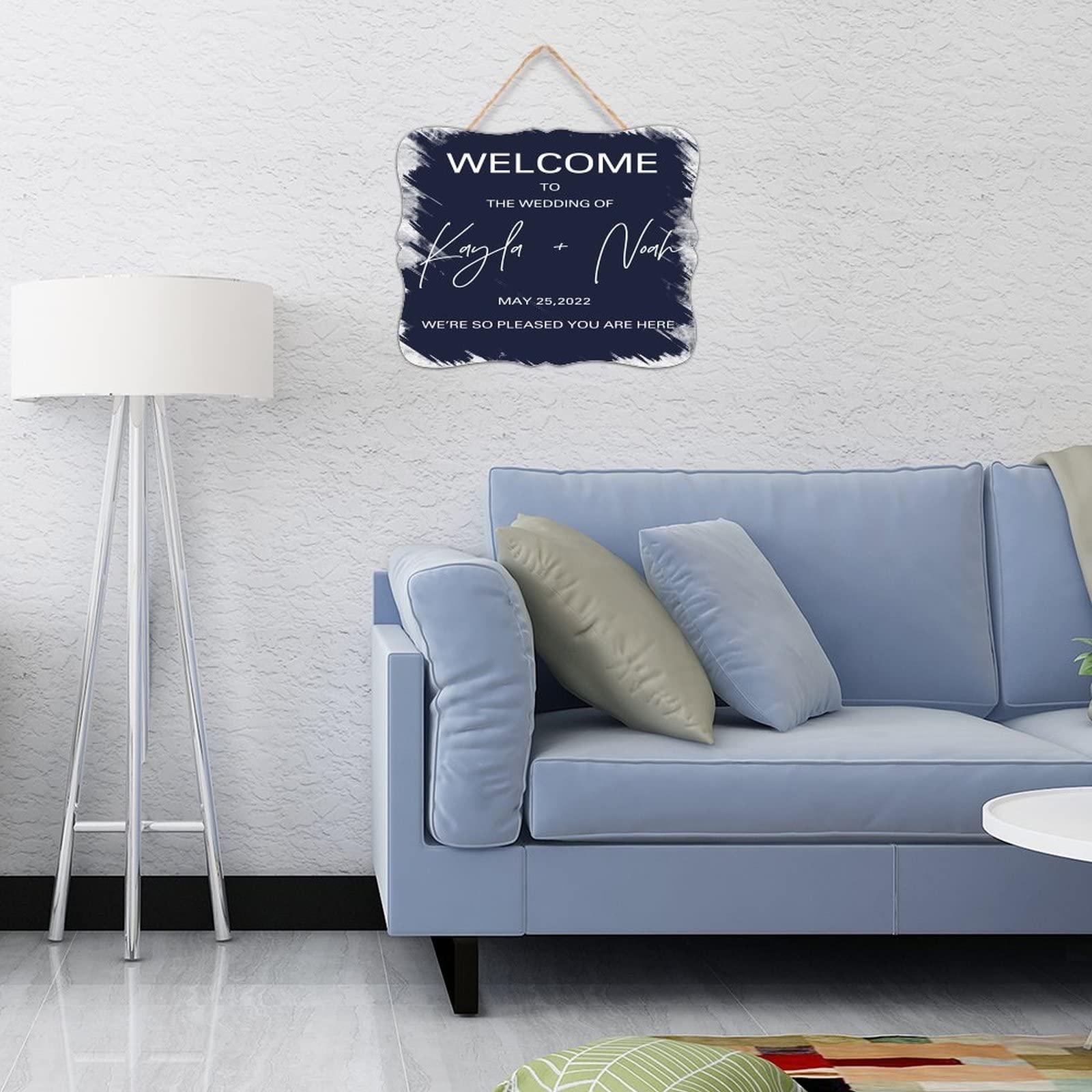 Wtwentin12 Welcome to The Wedding of Distressed Wall Dcor Wood Plank Hanging Sign 8x10 Inch Guest Book Welcome Cute Wall Art Wood Plaque with Inspirational Quote Home Decor for Living Room Office