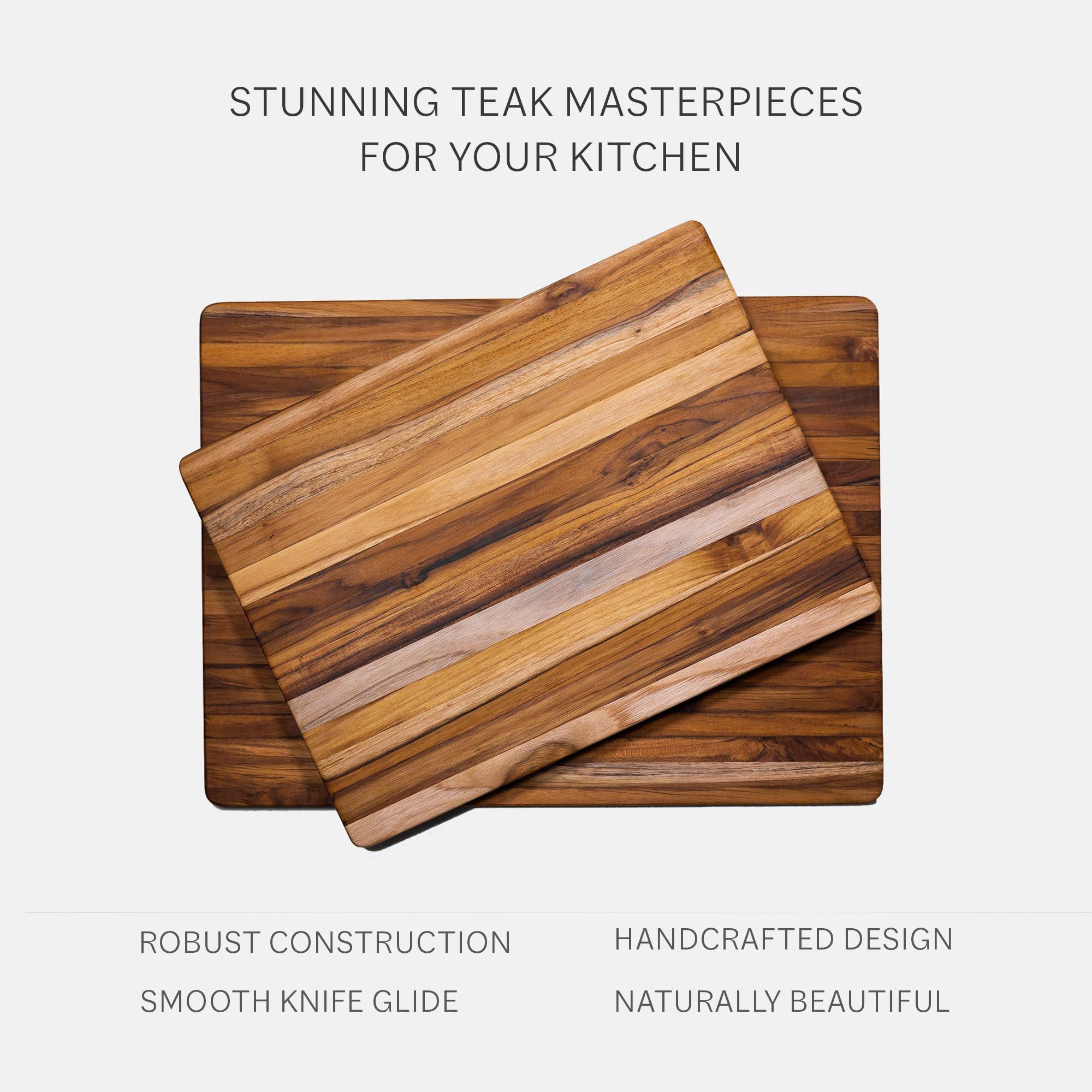Teakhaus Teakhaus Cutting Board - Extra Large (XL) Wood Cutting Board with Grip Handles - Reversible Teak Edge Grain Wood - Knife Friendly - FSC Certified