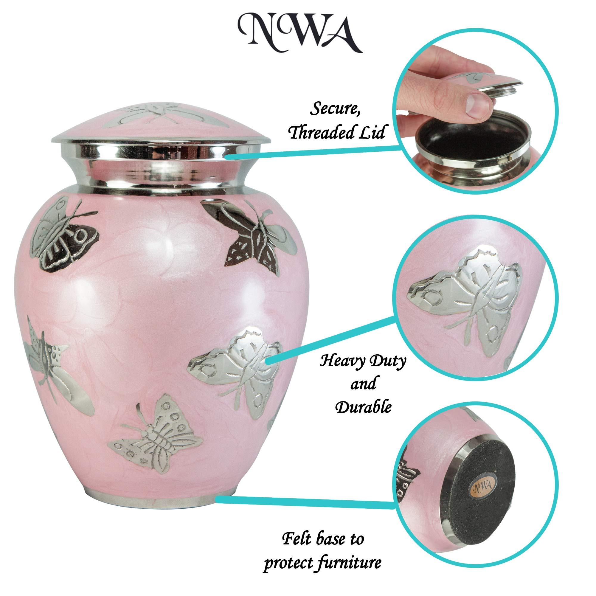 NWA Pink Butterfly Medium Cremation Urn with Personalization