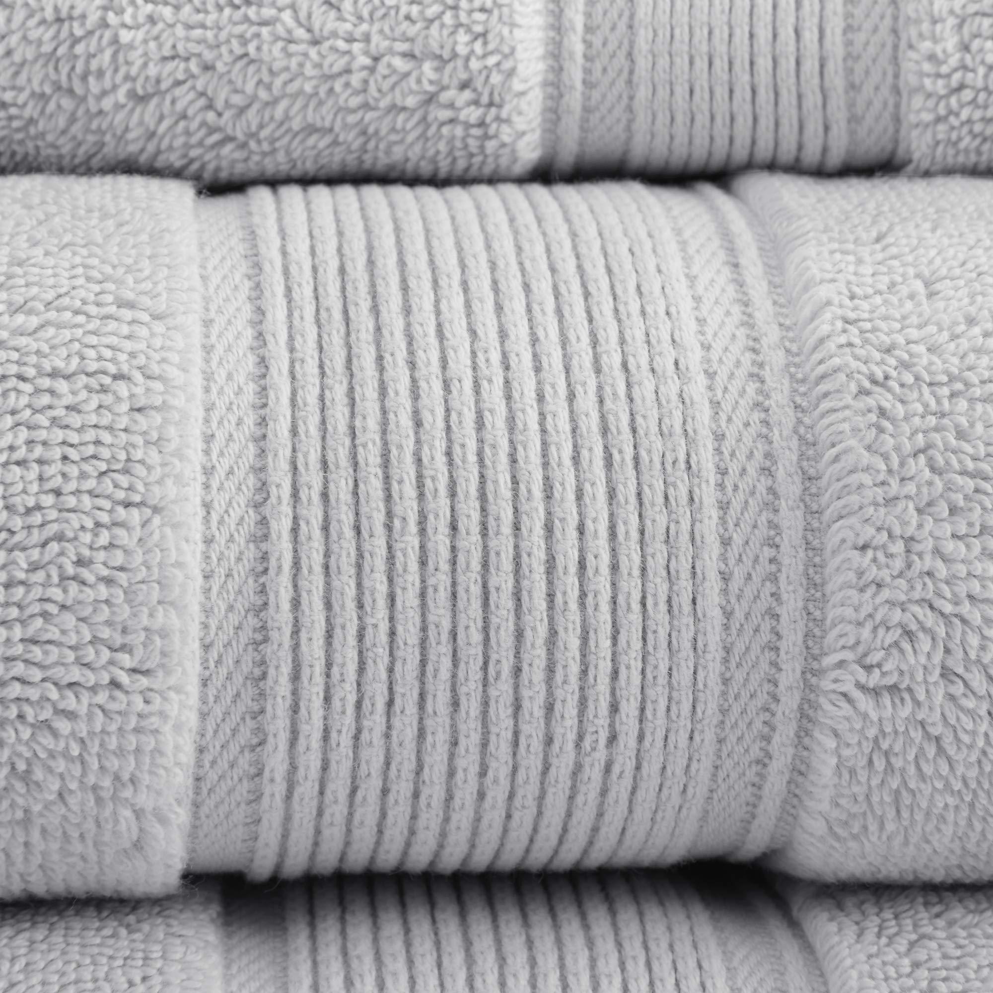 MADISON PARK SIGNATURE 800GSM 100% Cotton Luxury Turkish Bathroom Towels , Highly Absorbent Long Oversized Linen Cotton Bath Towel Set , 8-Piece Include 2 Bath Towels, 2 Hand Towels & 4 Wash Towels , Silver