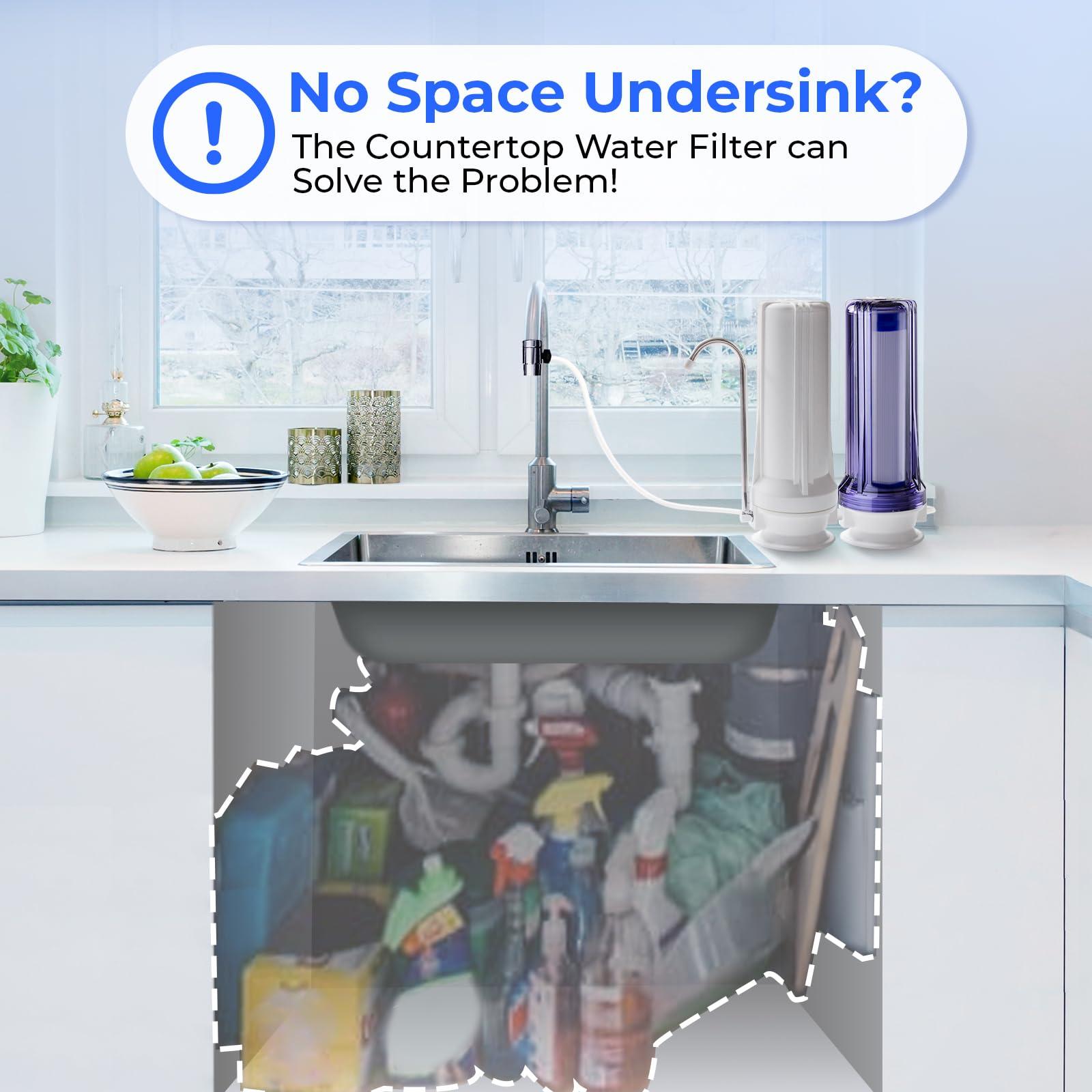 iSpring iSpring CKC2 High Output 2 Stage Countertop Water Filtration Dispenser System-Includes Activated Carbon Block Filters, White