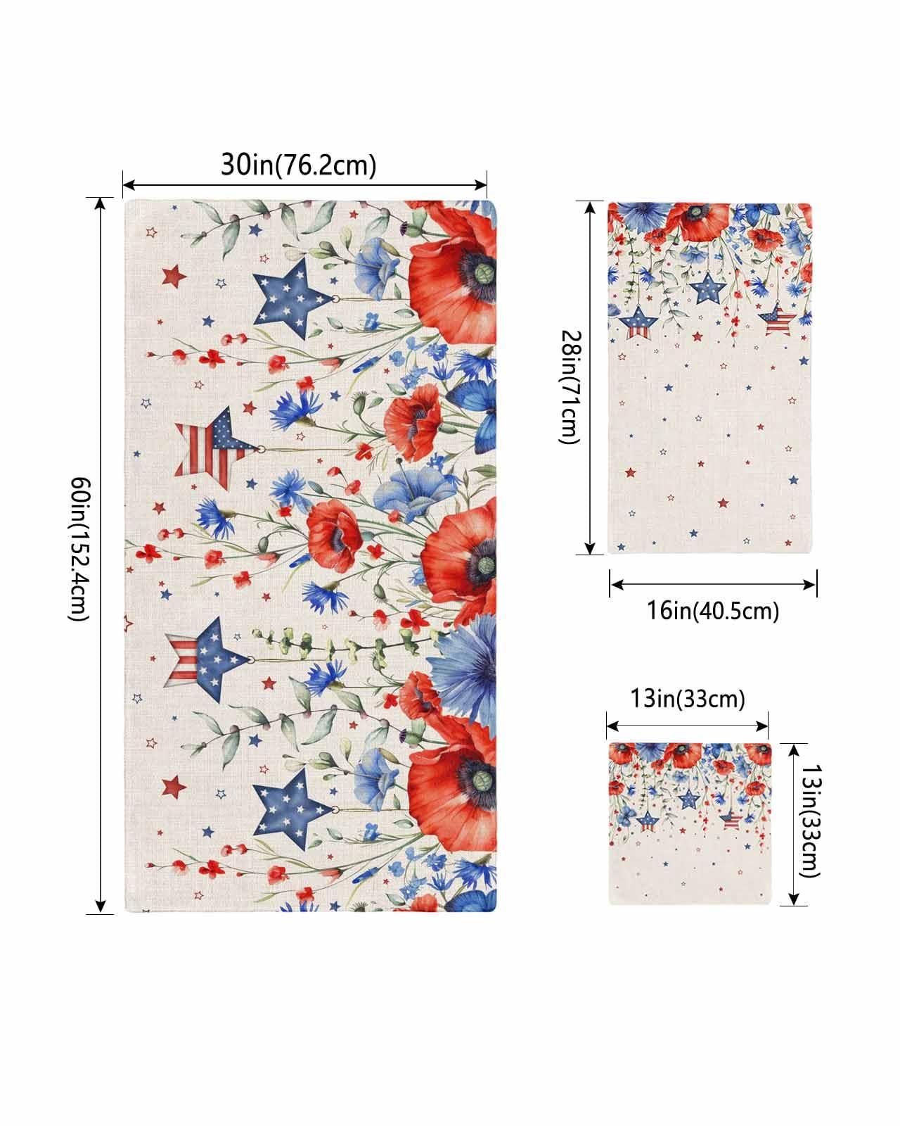 PIEPLE PIEPLE Patriotic Star Floral 3PCS Bath Towels Set, Super Soft Absorbent Bath Towel-Hand Towel-Washcloth, Luxury Beach Towel for Kitchen Shower Travel Vintage Independence Day Eucalyptus