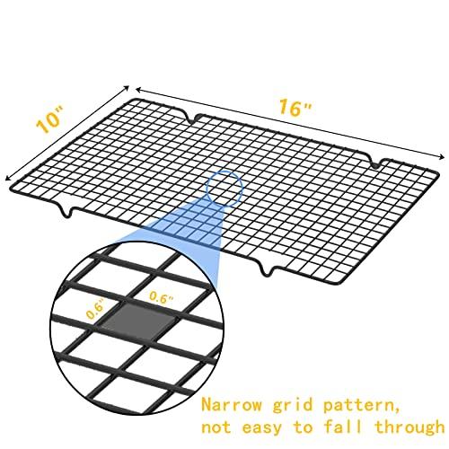 Tebery Tebery 4 Pack Black Heavy-Duty Wire Cooking Rack Baking Racks, Nonstick Baking & Cooling Grid for Roasting, Cooking, Grilling, Drying - 16\" x 10\"