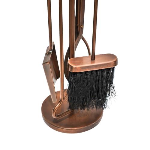 Ivyline Ivyline Fireside Companion Set in Antique Copper with Stand - Indoor Fireside Utility Accessories - H 50 x W 15cm