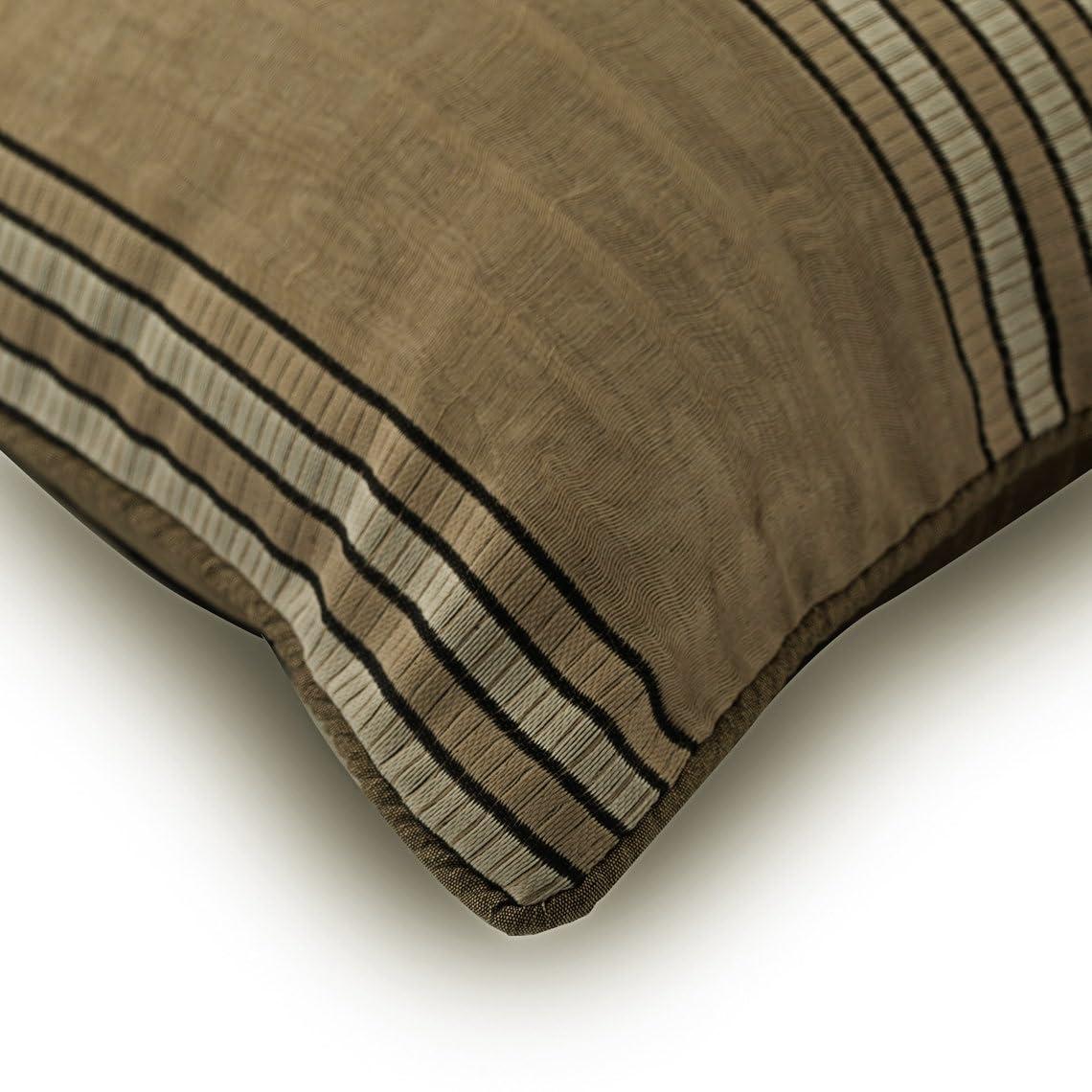 The HomeCentric The HomeCentric Pillow Covers, Decorative Beige 12\"x12\" (30x30 cm) Throw Pillow Covers, Jacquard Fabric Throw Pillows for Couch, Striped Pattern Contemporary Easter - Parched Earth