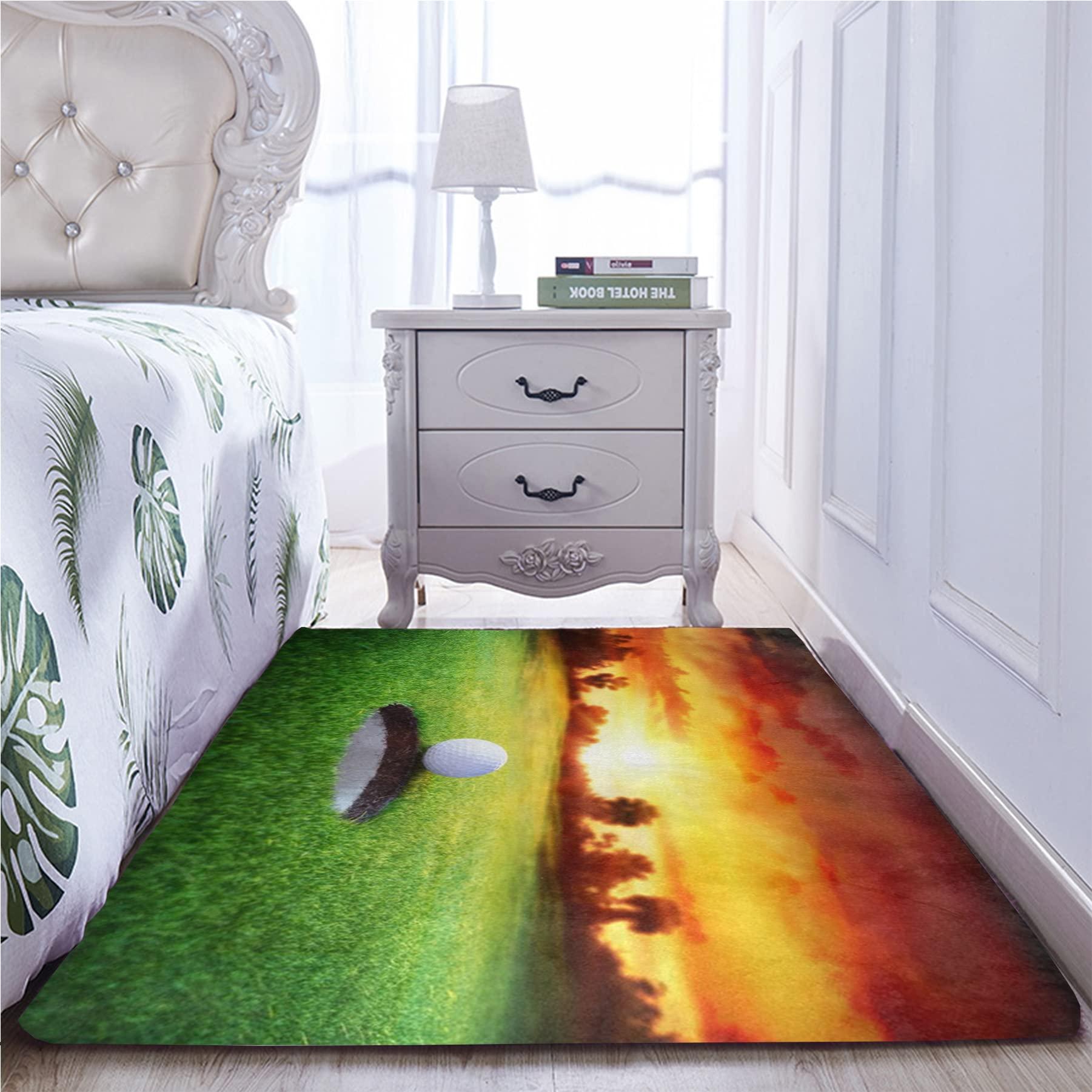 Oueoty Oueoty Sunset Sport Golf Ball Area Rug Rugs for Living Room Bedroom 4x5ft/48x60in/120x150cm