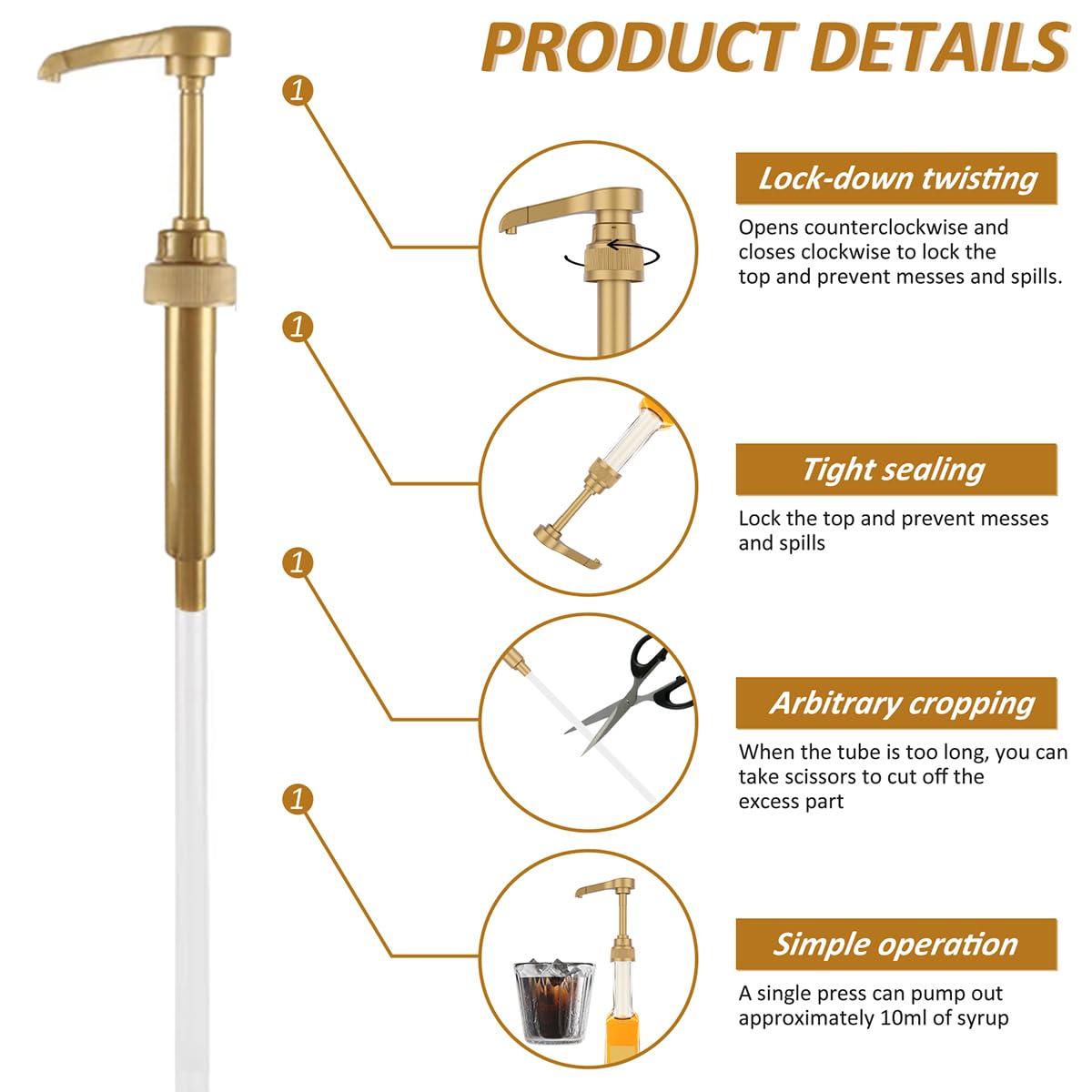 AOSWTLIF AOSWTLIF 12PCS Syrup Pump Suitable for 750ml BottlesCoffee Syrup Dispenser PumpFlavor Syrup Pump (12)