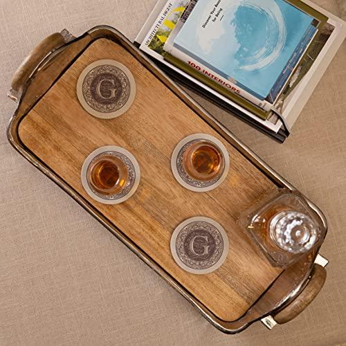 Thirstystone Thirstystone Monogram Coasters, All Natural Stone with Non-Slip Cork Backing, Drink Absorbent & Protects Table, Great for Gifts, Letter G (Set of 4)