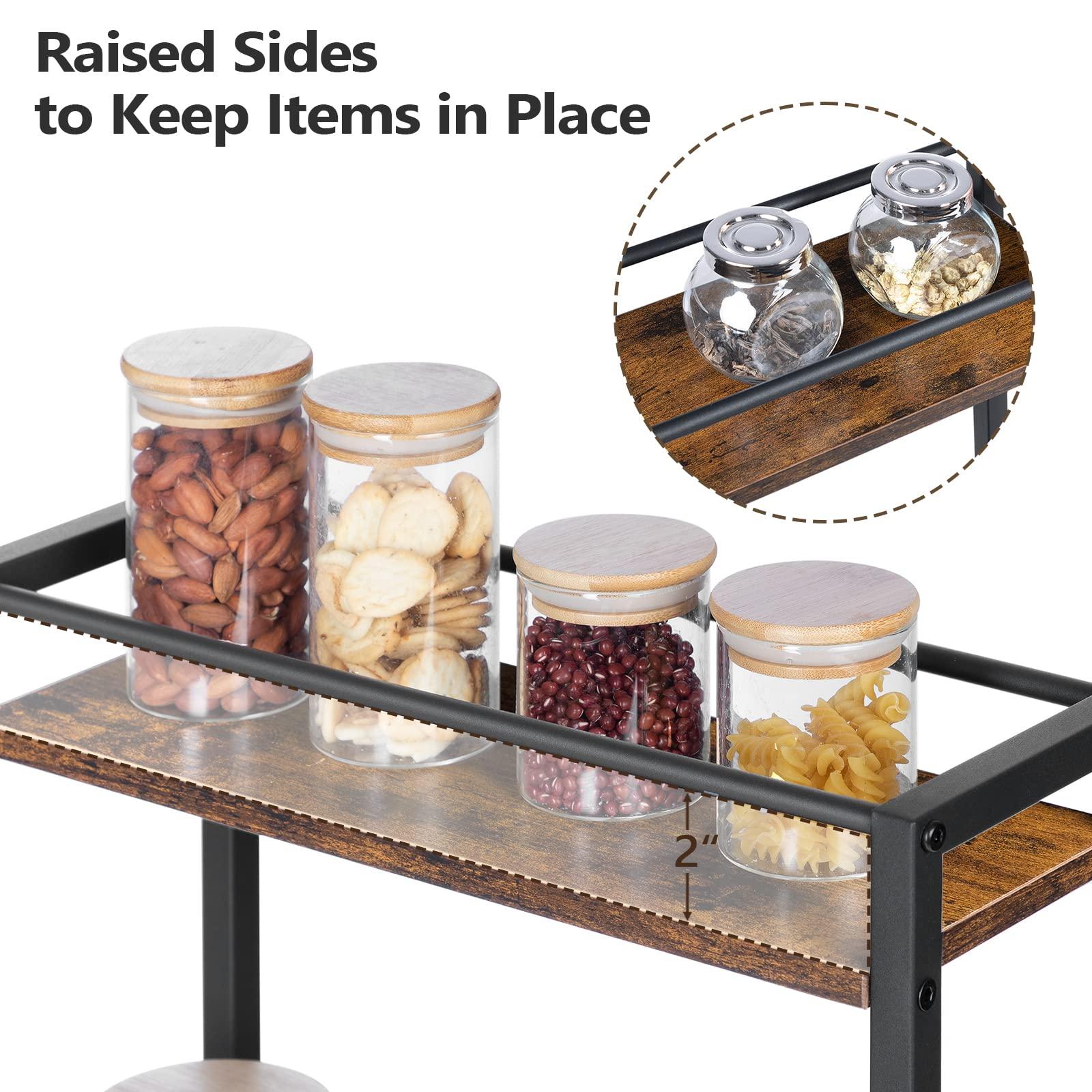 MAHANCRIS MAHANCRIS Slim Rolling Cart, Mobile Kitchen Cart on Wheels, Narrow Storage Cart for Small Space, Wooden Service Cart, for Bathroom, Laundry, Living Room, Rustic Brown RCHR1501Z